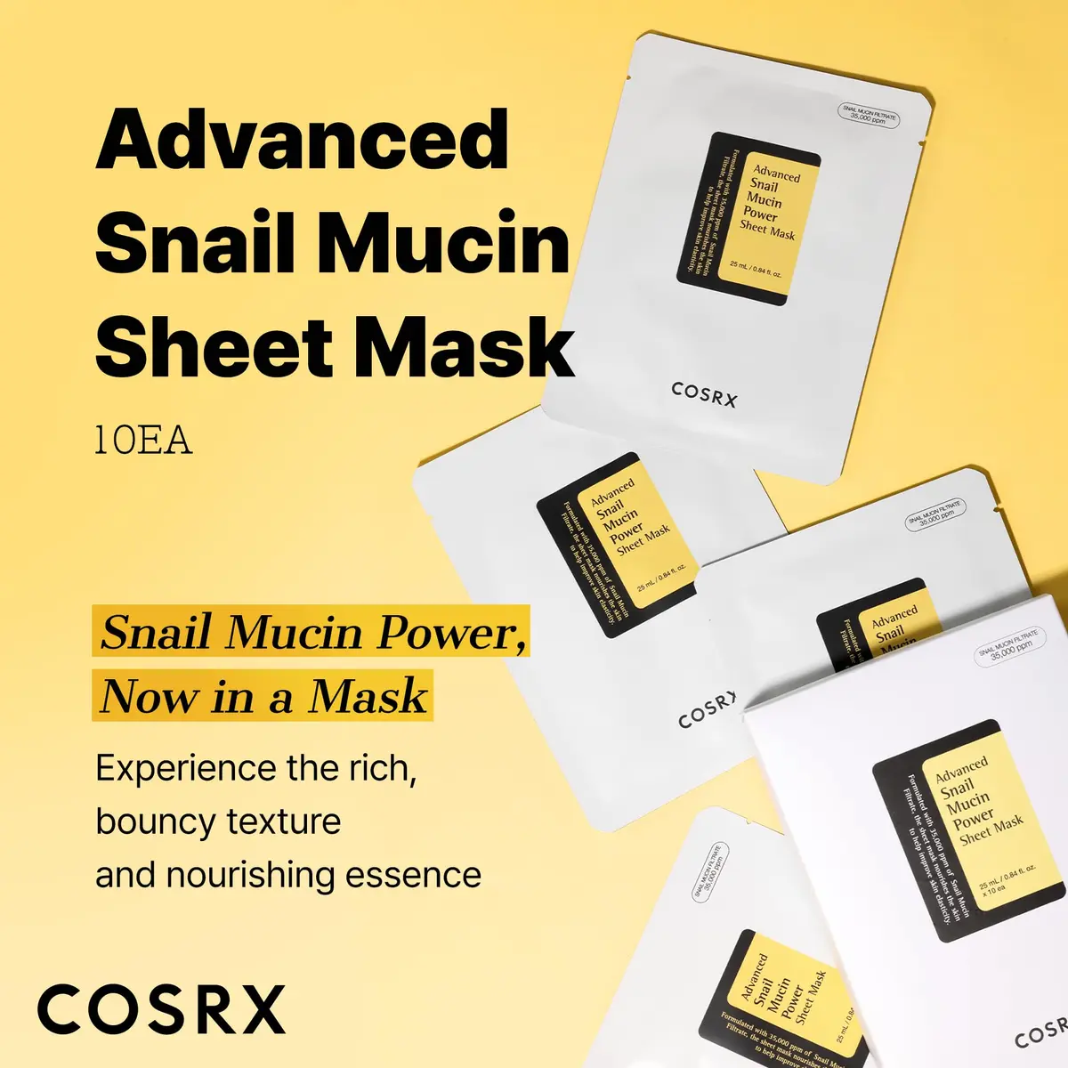 COSRX Snail Mucin Sheet Mask 10 EA with Snail Mucin Serum | Hydrating & Nourishing - view 2