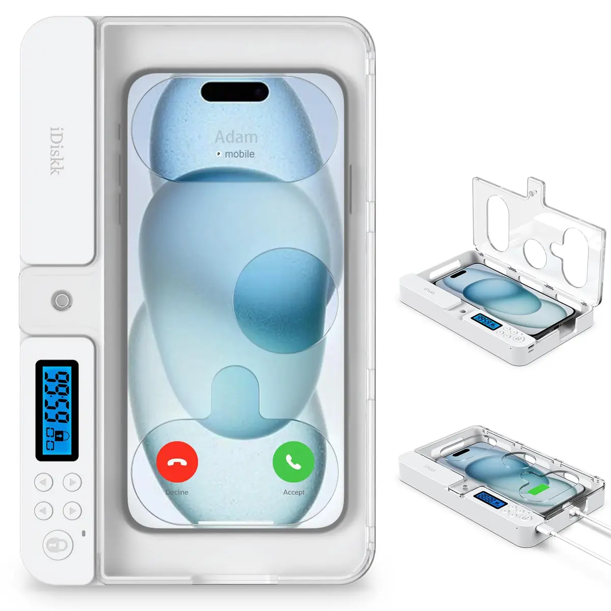 IDISKK Auto Timer Lock Box for Smartphones | 19.1 cm x 12 cm x 2.4 cm - main product image