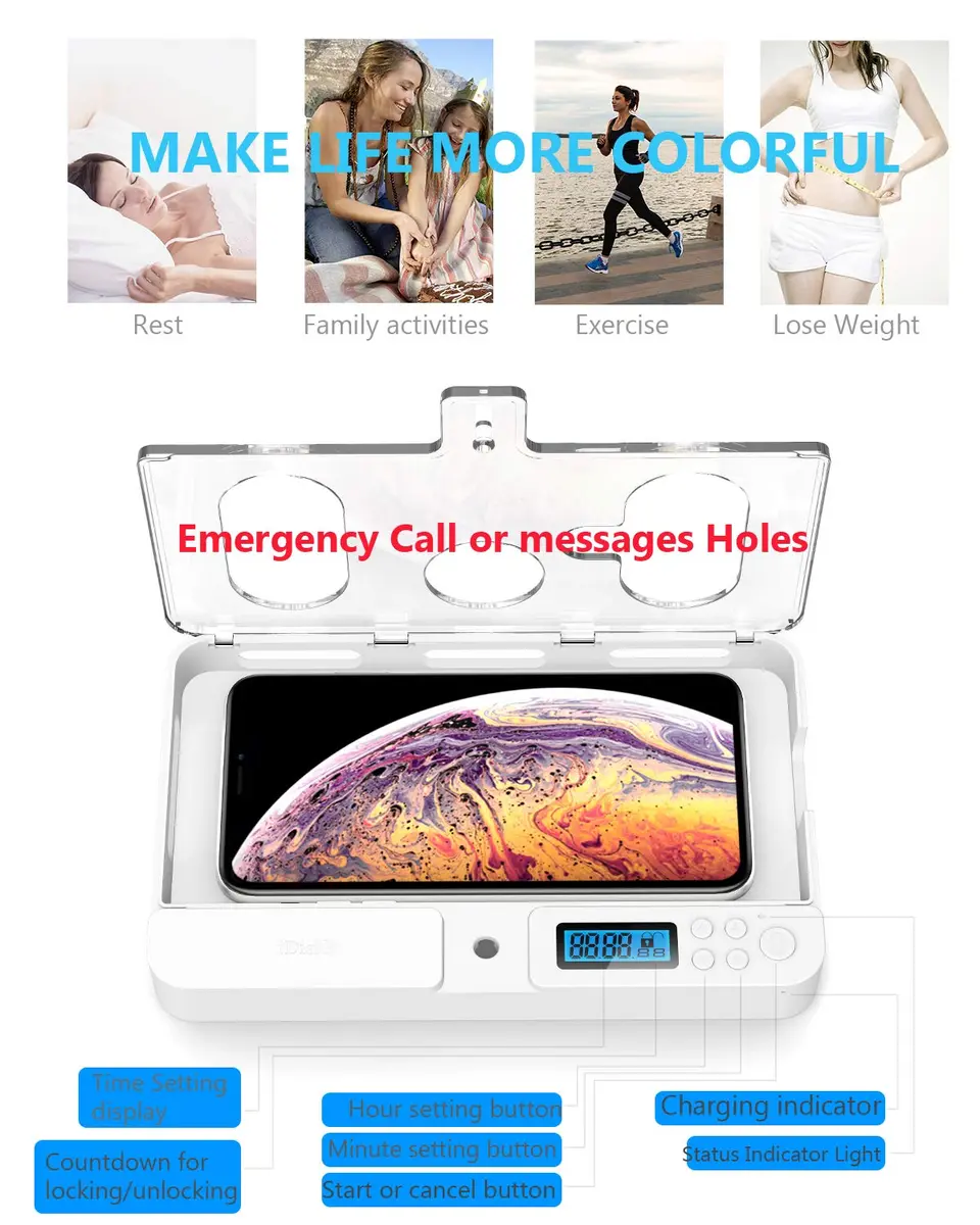 IDISKK Auto Timer Lock Box for Smartphones | 19.1 cm x 12 cm x 2.4 cm - view 2
