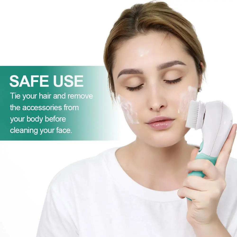 TOUCHBeauty Facial Cleansing Brush Electric Face Exfoliating Massage Brush 2-Speed Deep Cleaning, 3 Heads, Waterproof, AA Battery - view 6