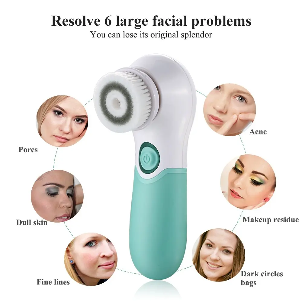 TOUCHBeauty Facial Cleansing Brush Electric Face Exfoliating Massage Brush 2-Speed Deep Cleaning, 3 Heads, Waterproof, AA Battery - view 7