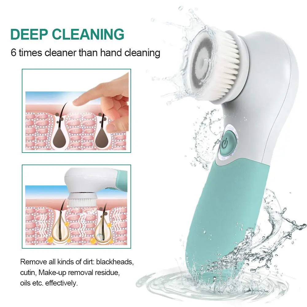 TOUCHBeauty Facial Cleansing Brush Electric Face Exfoliating Massage Brush 2-Speed Deep Cleaning, 3 Heads, Waterproof, AA Battery - view 3