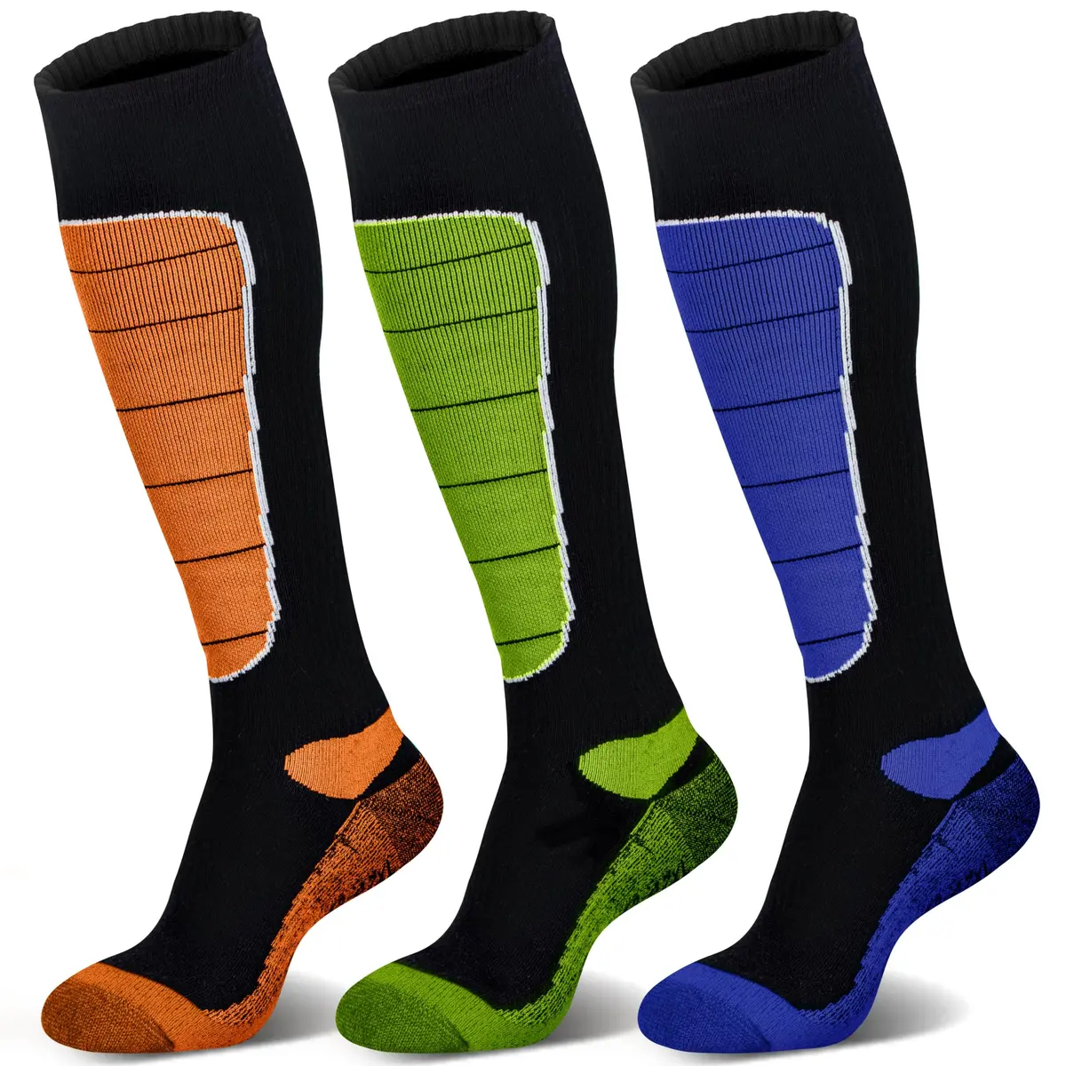 Hylaea Merino Wool Cold Weather Socks for Ski, Snowboarding, Snow, Winter, Knee-high Warm Socks, Thermal, Cushioned, Moisture Wick, Hunting, Cycling (Medium, Red Blue Green) - main product image