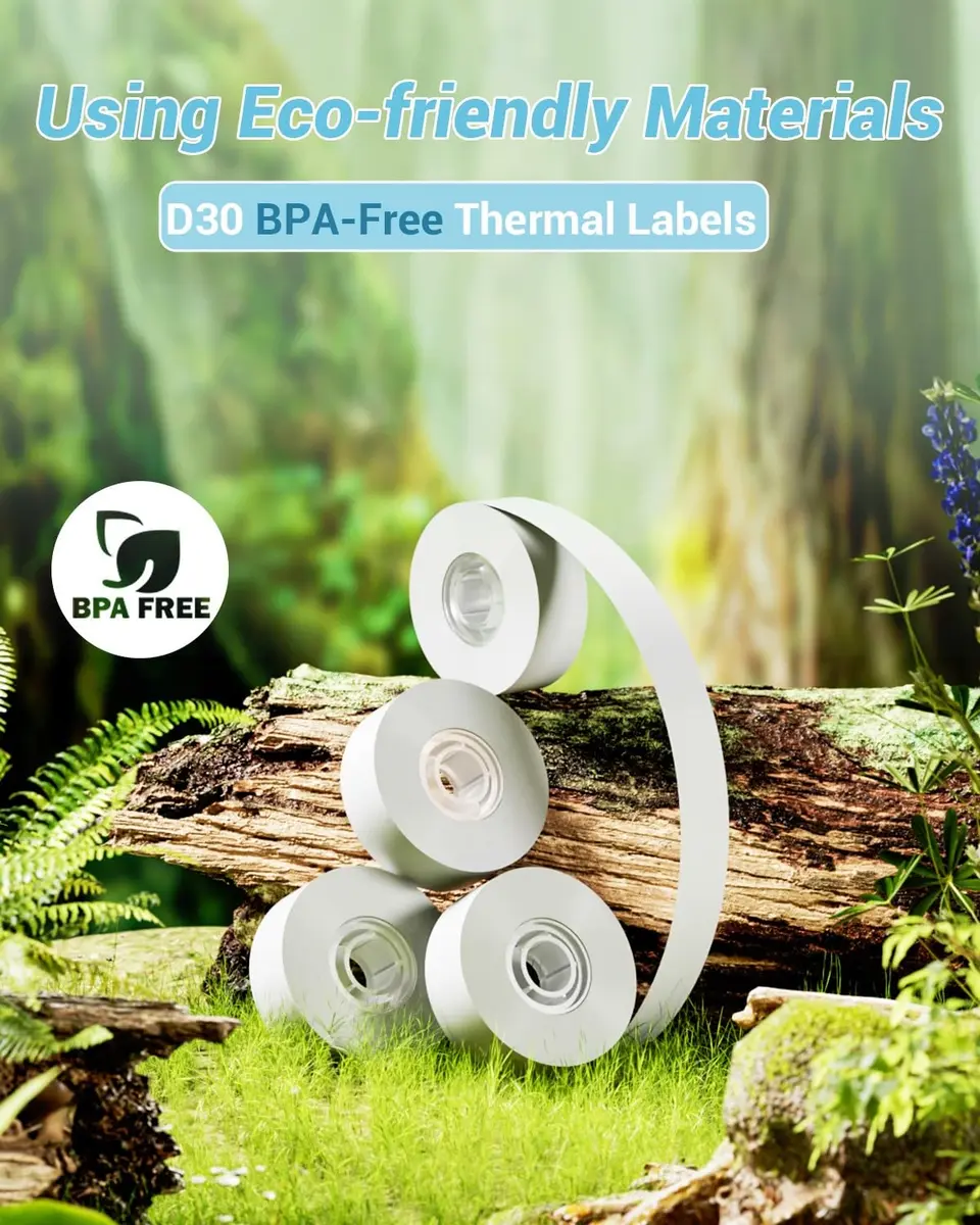 Phomemo Labels-D30 Adhesive Thermal White Label Paper 12mm x 40mm | Water & Abrasion Resistant, BPA Free (70-120 chars) - view 5