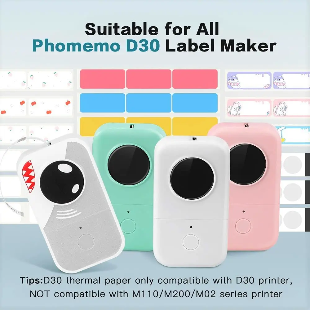 Phomemo Labels-D30 Adhesive Thermal White Label Paper 12mm x 40mm | Water & Abrasion Resistant, BPA Free (70-120 chars) - view 3