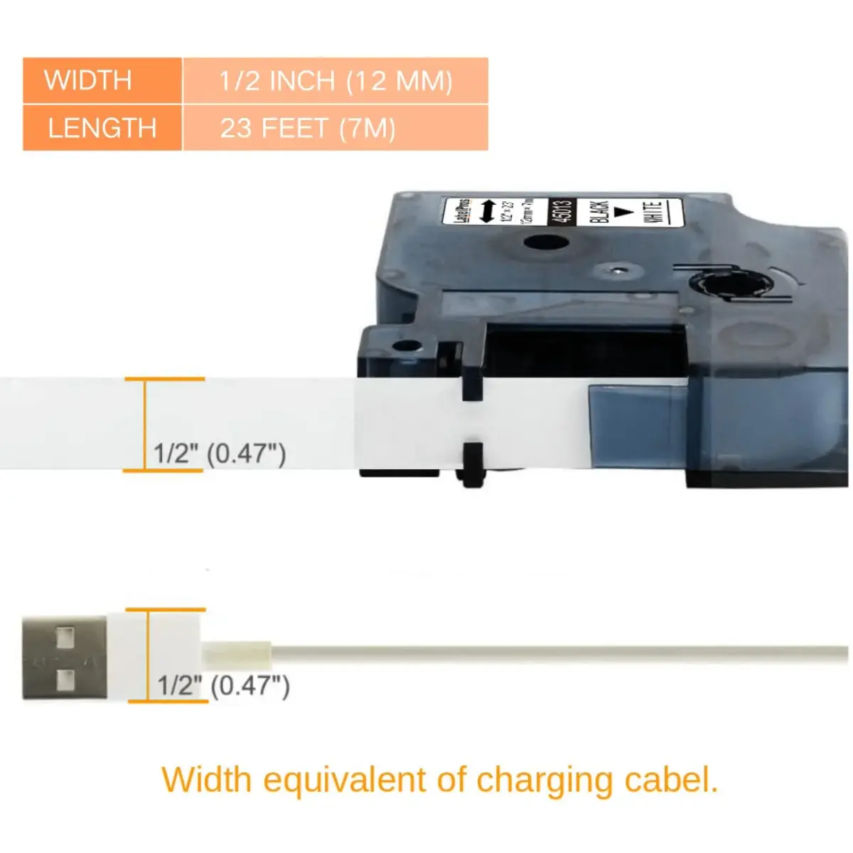 LabelPros Compatible Dymo D1 Label Tape 45013 12mm x 7m Black on White (6 Refills) | Laminated & Durable for LabelManager - view 3