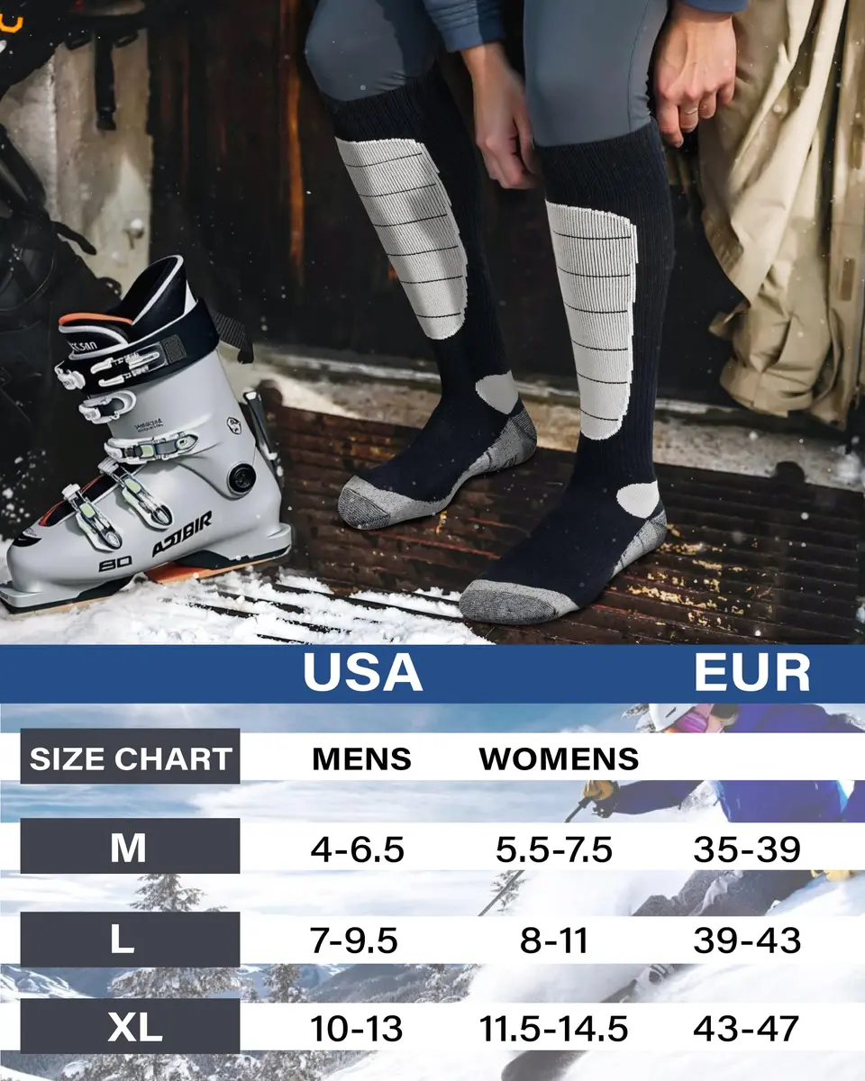 Hylaea Merino Wool Ski Socks Over the Calf | Thermal, Moisture-Wicking & Knee-High (120 chars) - view 6