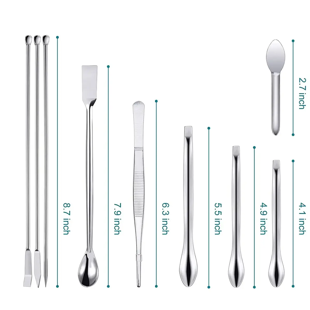 Foosi Stainless Steel Lab Spatula Set 25Pcs (22 Count) | Precision Scoops for Lab & Hobby Use - view 3