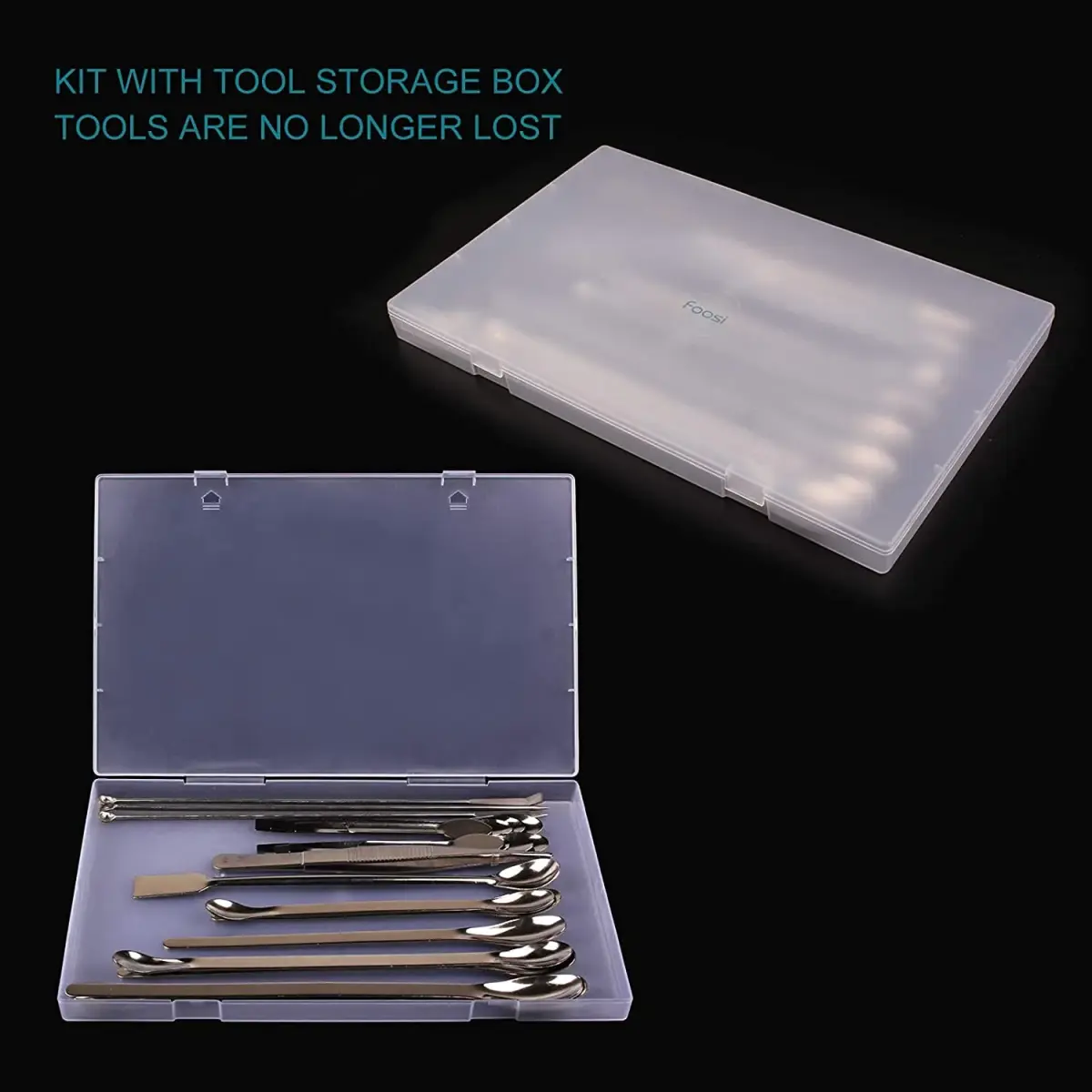 Foosi Stainless Steel Lab Spatula Set 25Pcs (22 Count) | Precision Scoops for Lab & Hobby Use - view 4