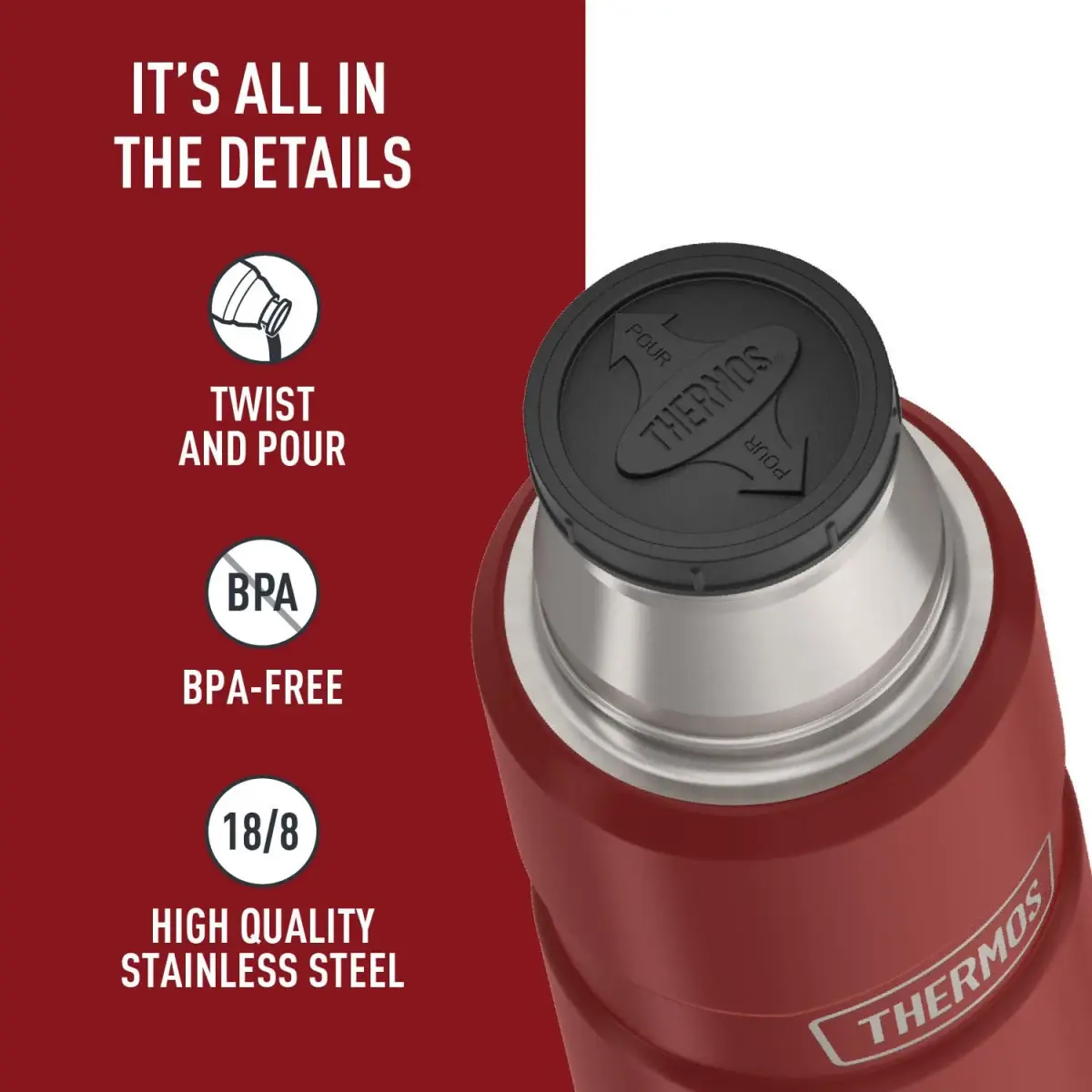 THERMOS Stainless King Vacuum-Insulated Compact Bottle 590ml (16 Ounce) | Hot 18 Hrs, Cold 24 Hrs - view 5