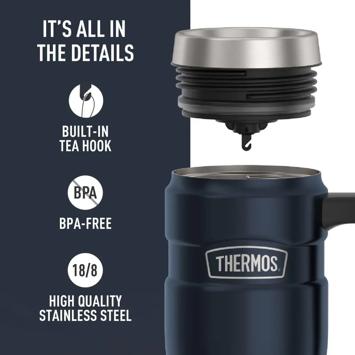 THERMOS Stainless King 16oz Travel Tumbler - Midnight Blue | Hot 7 Hrs, Cold 18 Hrs - view 4