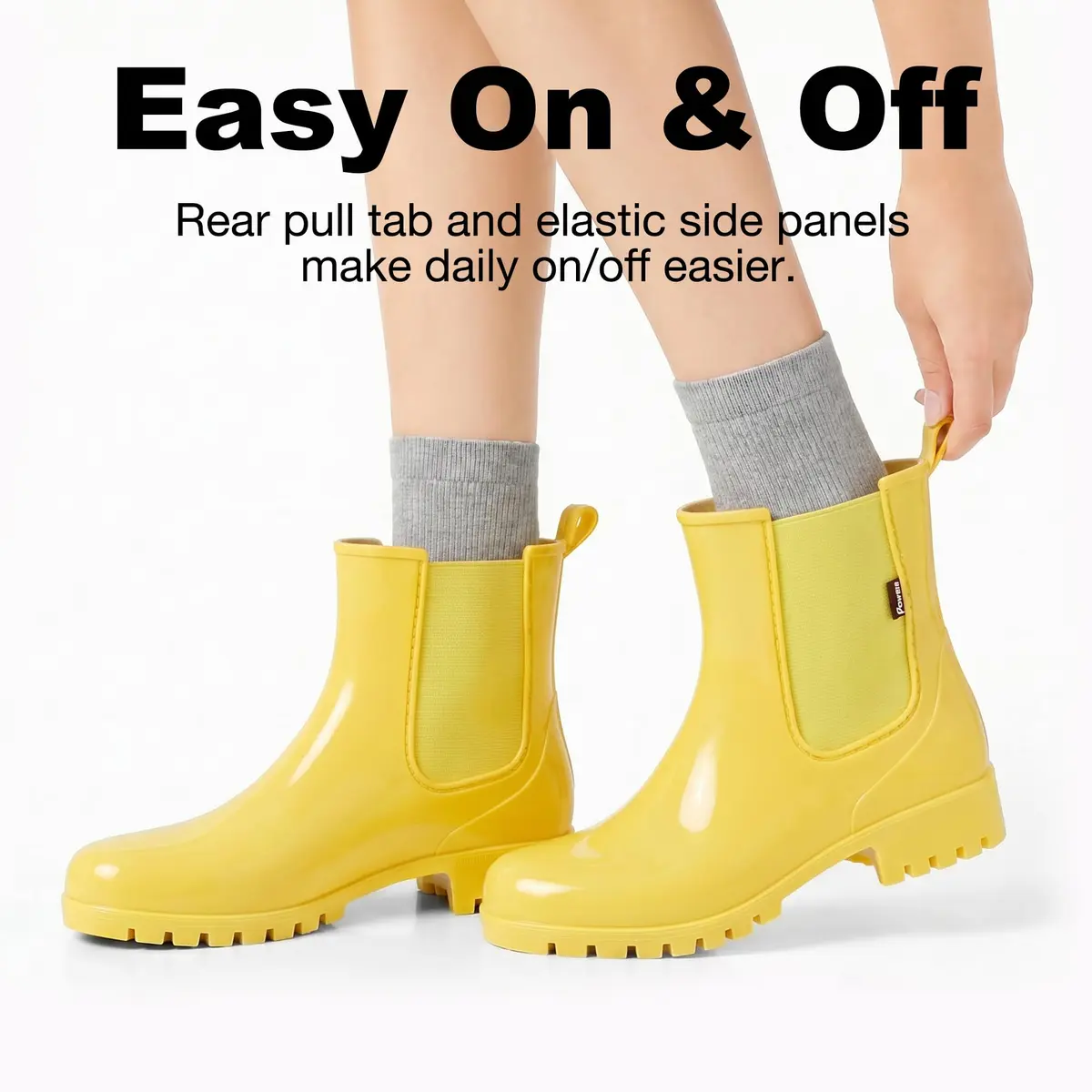 planone Women's Chelsea Rain Boots Cream Yellow | Waterproof Ankle Height, Slip-Resistant Sole - view 5