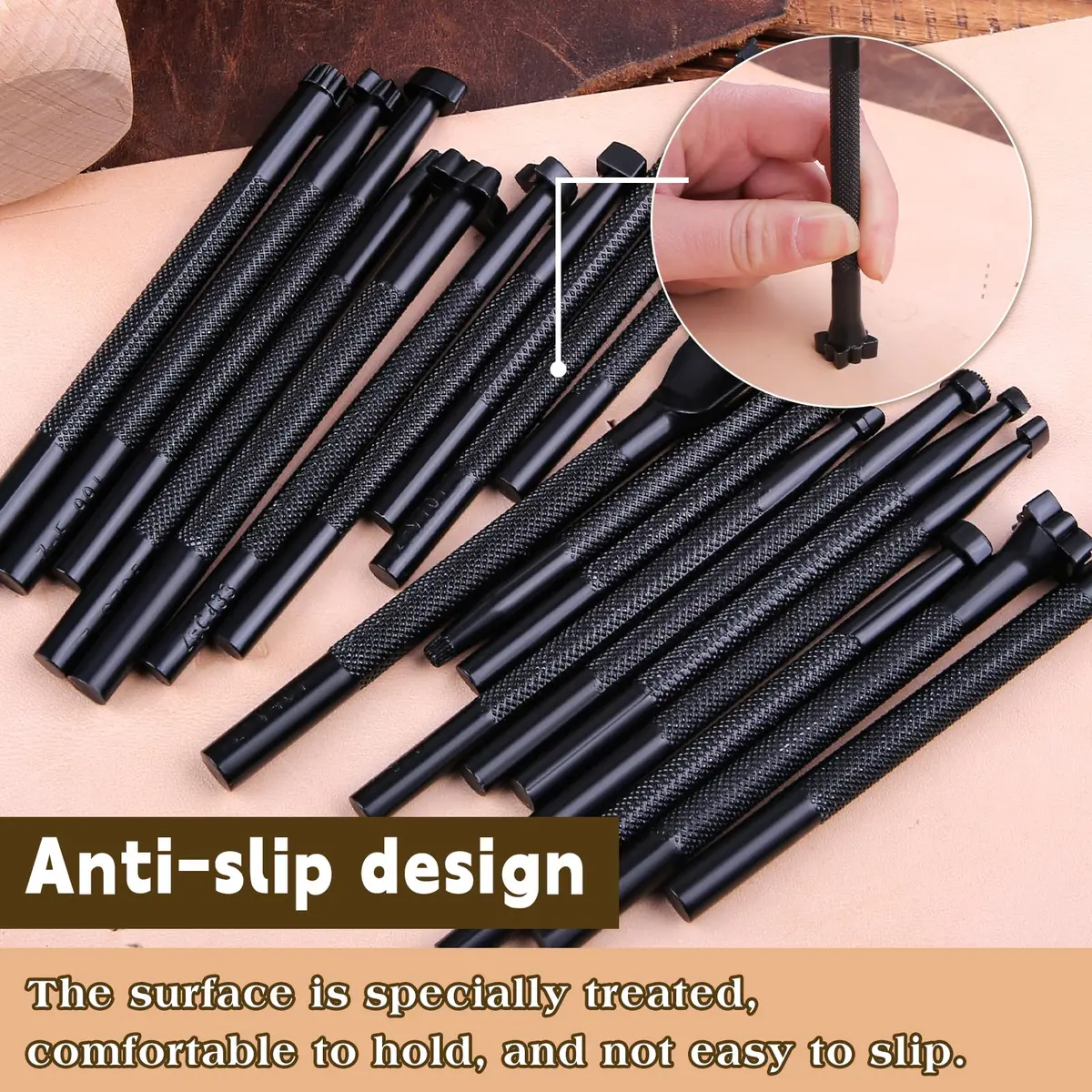 QMNNMA 20 PCS Leather Stamping Tools Kit | High-Quality Metal Carving Set for Leather Craft - view 6