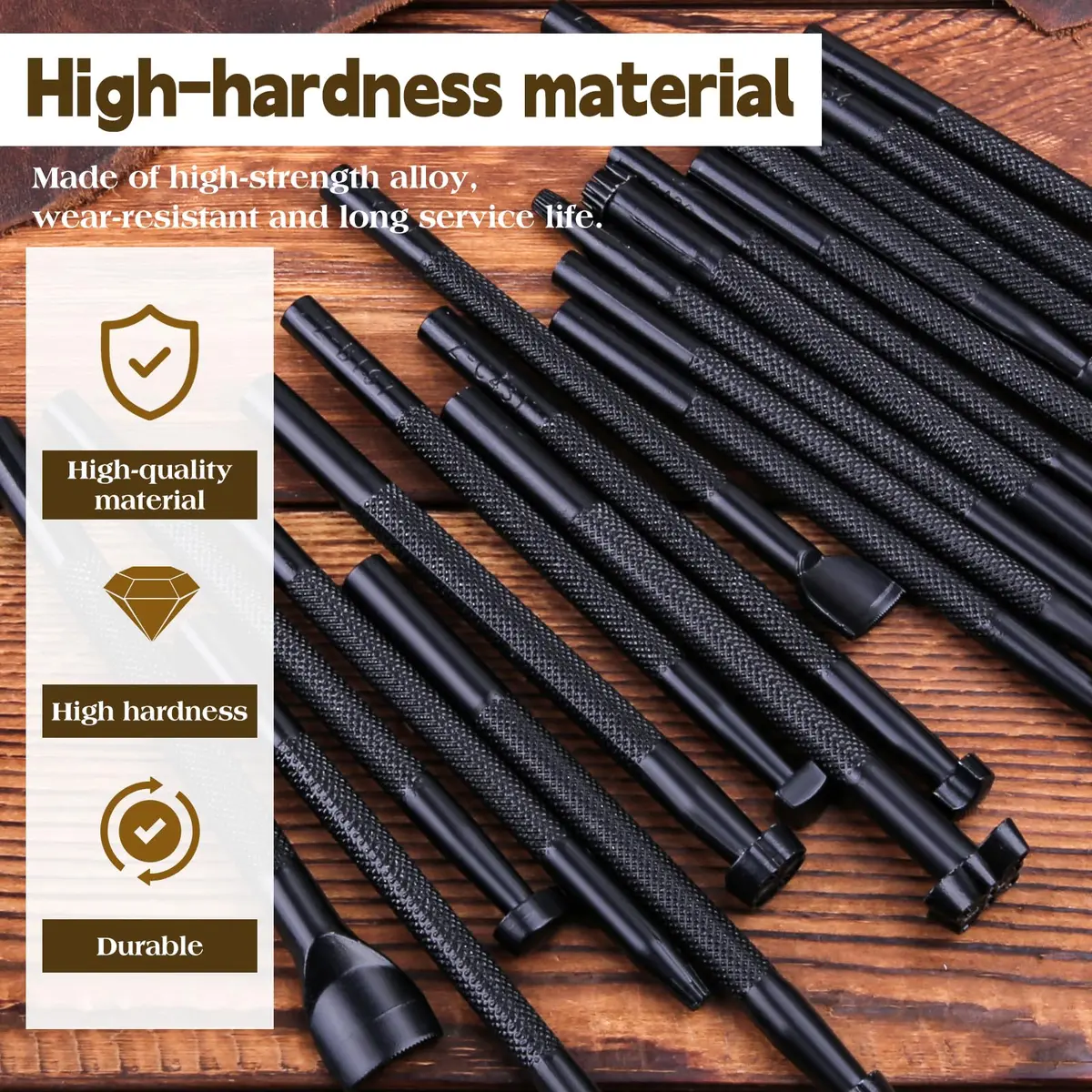 QMNNMA 20 PCS Leather Stamping Tools Kit | High-Quality Metal Carving Set for Leather Craft - view 7