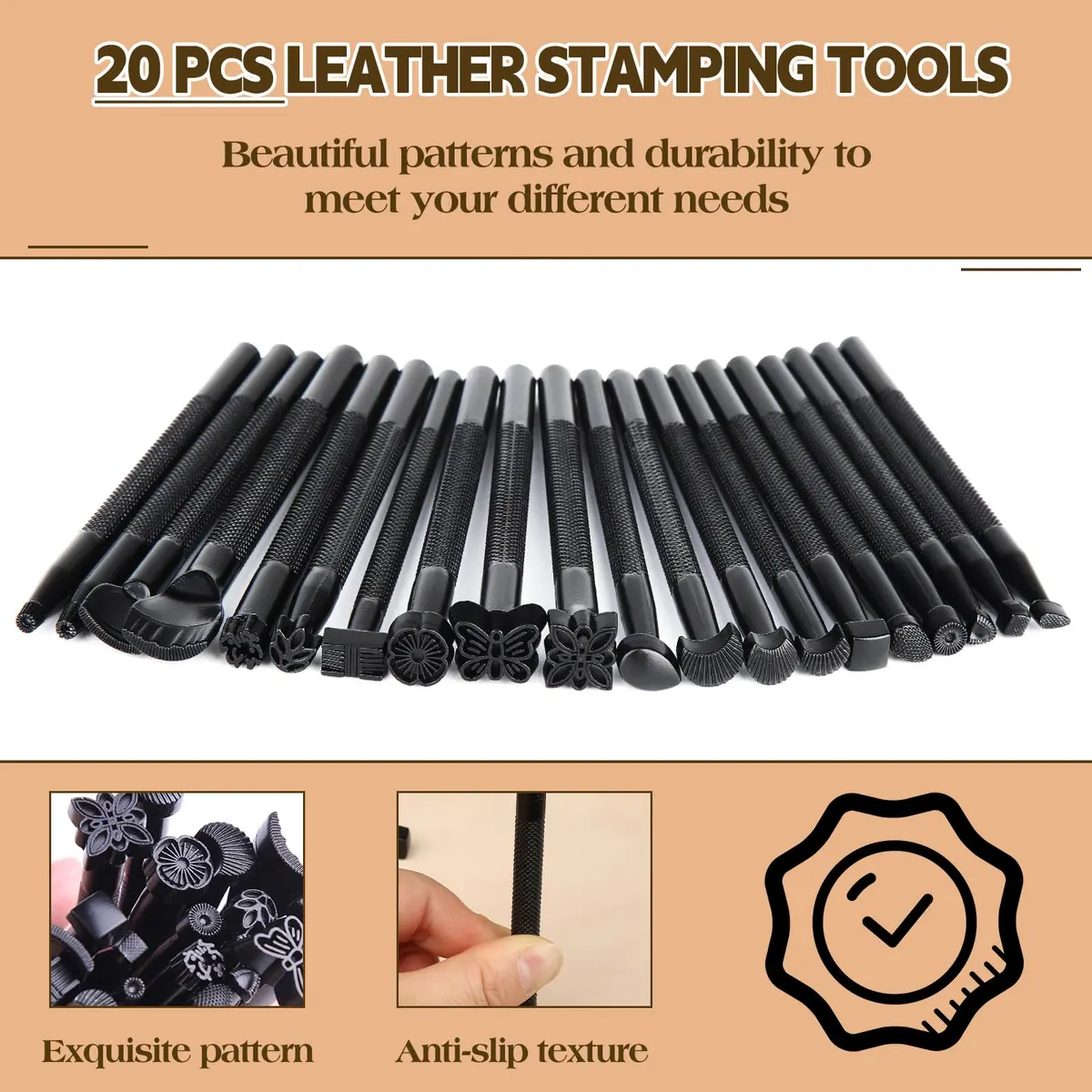 QMNNMA 20 PCS Leather Stamping Tools Kit | High-Quality Metal Carving Set for Leather Craft - view 2