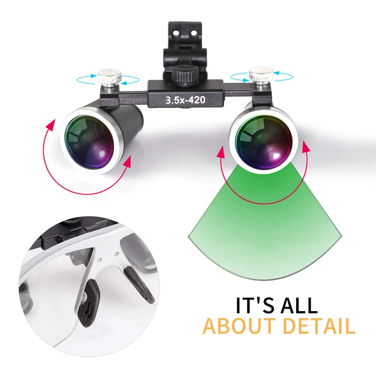Dentasop Dental Binocular Loupes 3.5x 429mm Magnifier | Precise Dental Inspection & Comfort - view 2