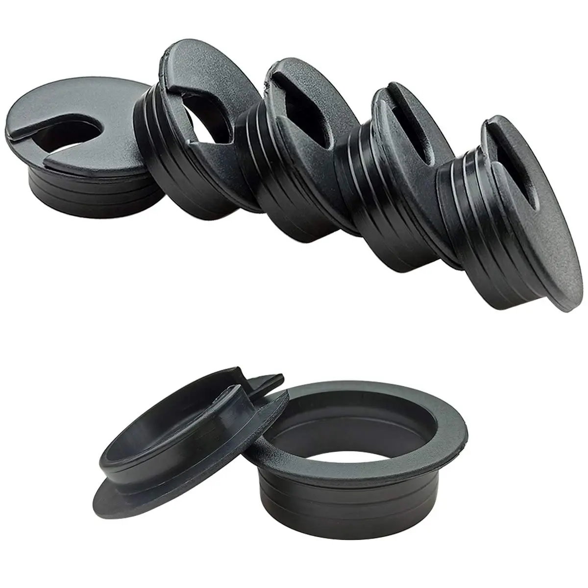 TTSAM Black Plastic Wire Cord Cable Grommets Hole Cover, 35mm (1-3/8 Inch) Mounting Hole Diameter | Pack of 6 - view 7