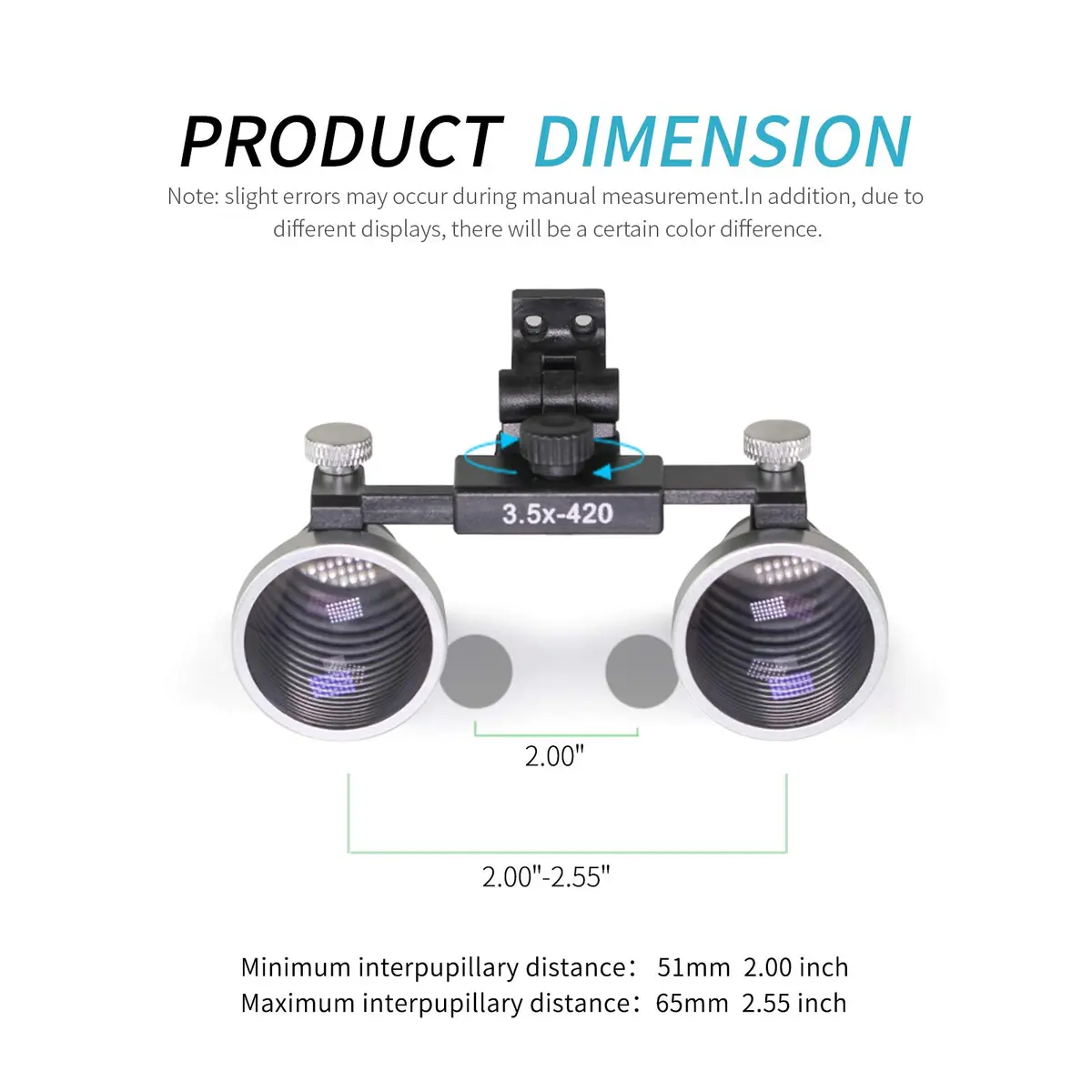 Dentasop Blue Dental Binocular Loupes 3.5x Magnification, 420mm Working Distance | Professional Dental Loupes for Students & Dentists - view 5