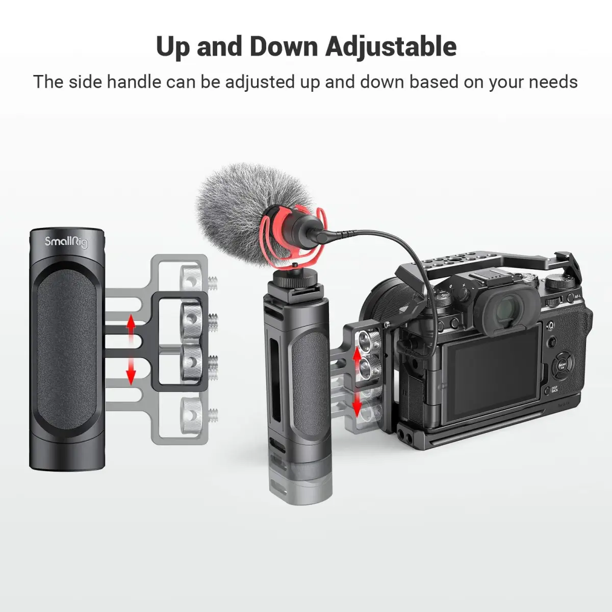 SMALLRIG Mini Side Handle Handgrip with Dual 1/4"-20 Screw Mount & Built-in Wrench, Up and Down Adjustable (139g) | Camera Cage Mount - view 5