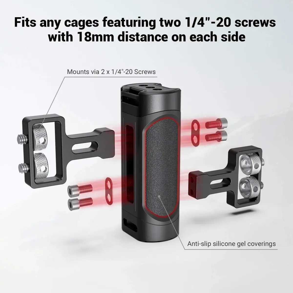 SMALLRIG Mini Side Handle Handgrip with Dual 1/4"-20 Screw Mount & Built-in Wrench, Up and Down Adjustable (139g) | Camera Cage Mount - view 4