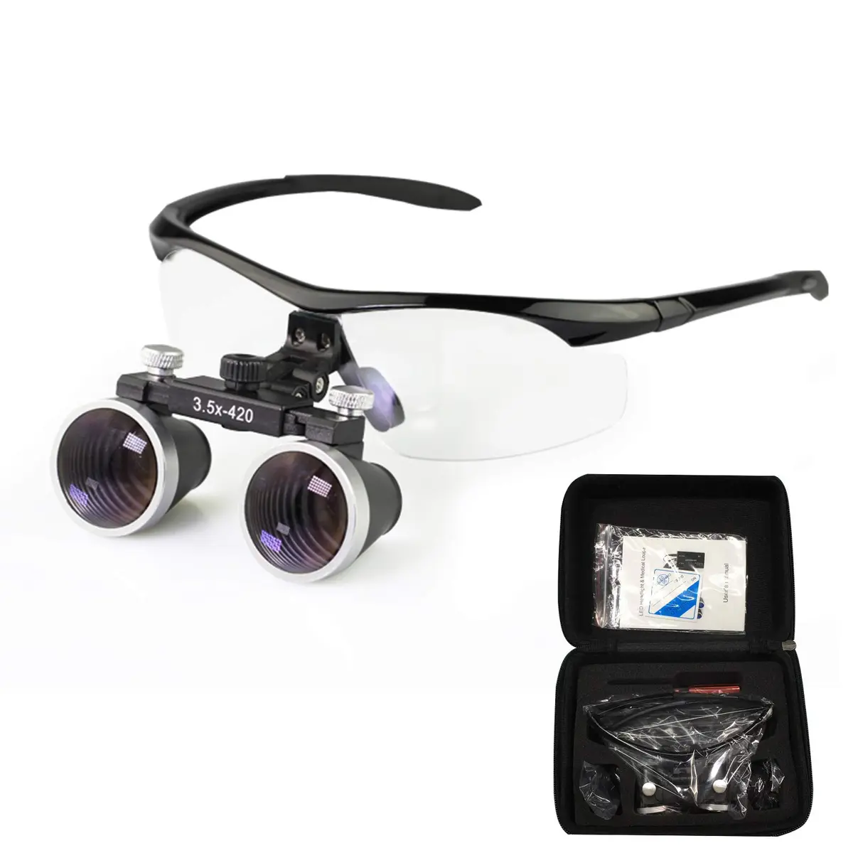 Dentasop Dental Binocular Loupes 3.5x Magnification with 420mm Working Distance | Black - main product image