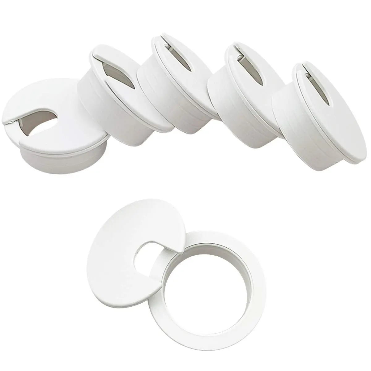 TTSAM 6pcs Plastic Wire Cord Cable Grommets Hole Cover for Desks | 35mm Mounting Hole Diameter - main product image