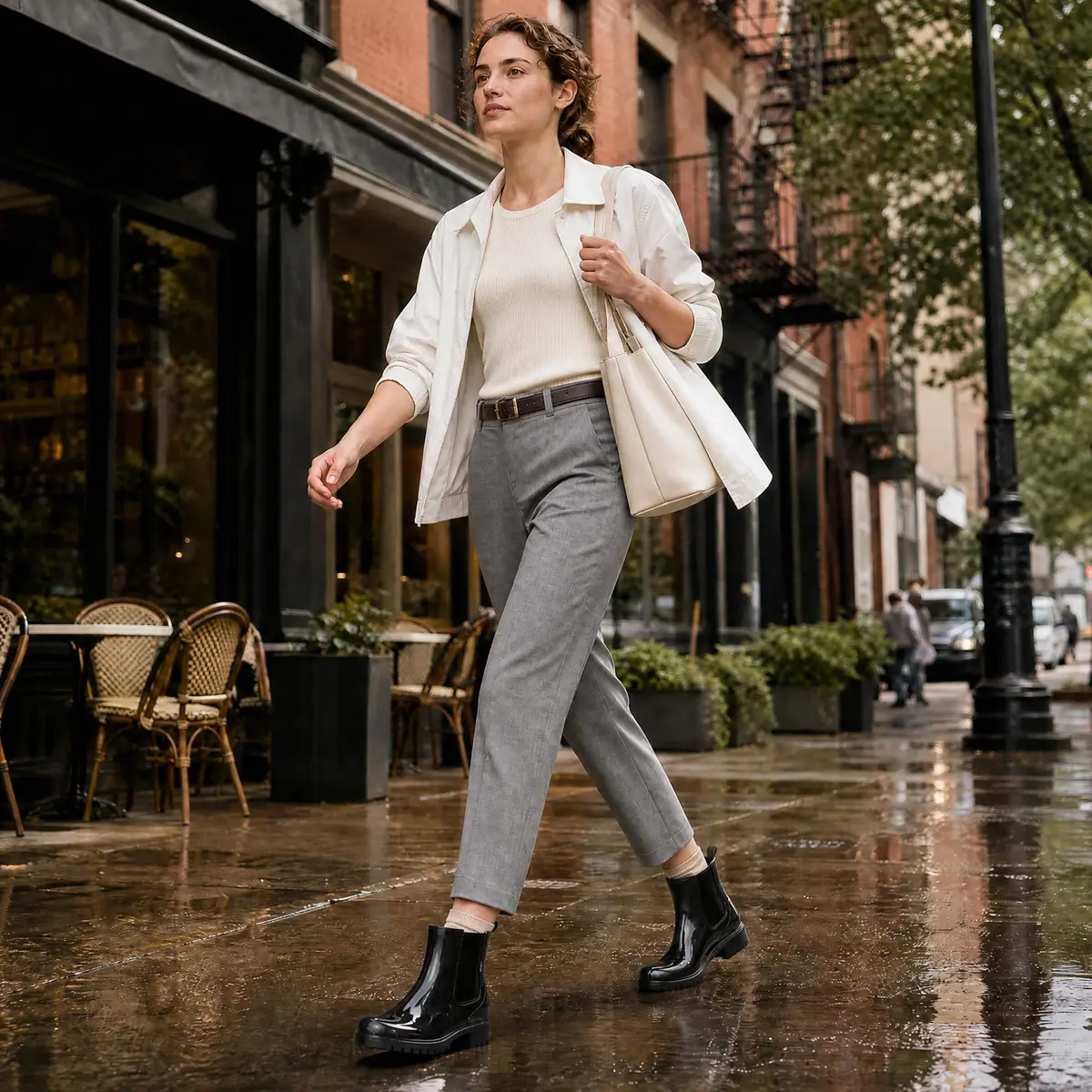 planone Women's Waterproof Chelsea Rain Boots | Black, Ankle-High, Slip-Resistant - view 2
