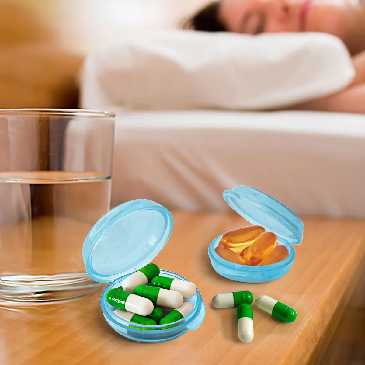 UHOUSE Small Pill Box 3 Pack Blue | FDA Approved Portable Medicine Container - view 7