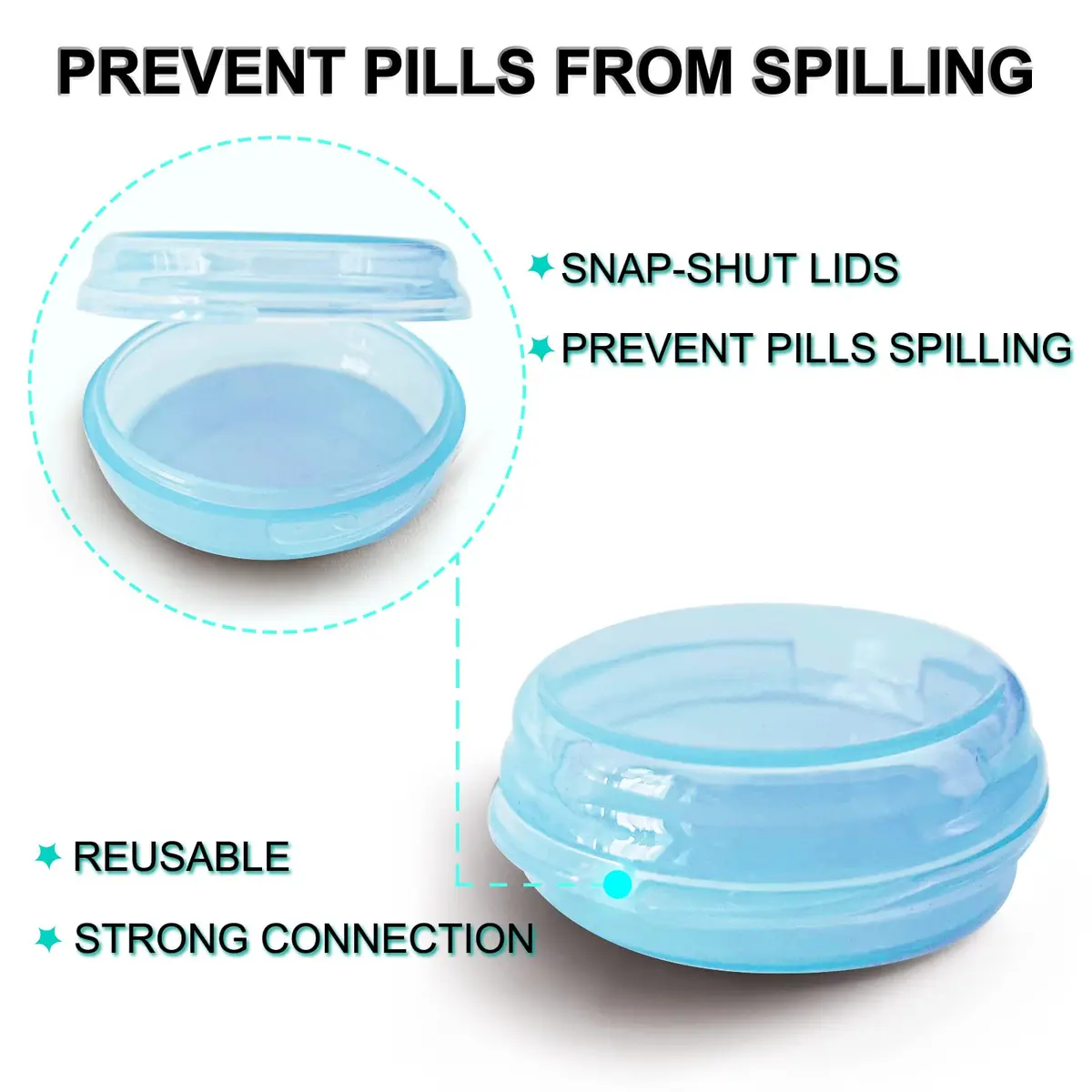 UHOUSE Small Pill Box 3 Pack Blue | FDA Approved Portable Medicine Container - view 2