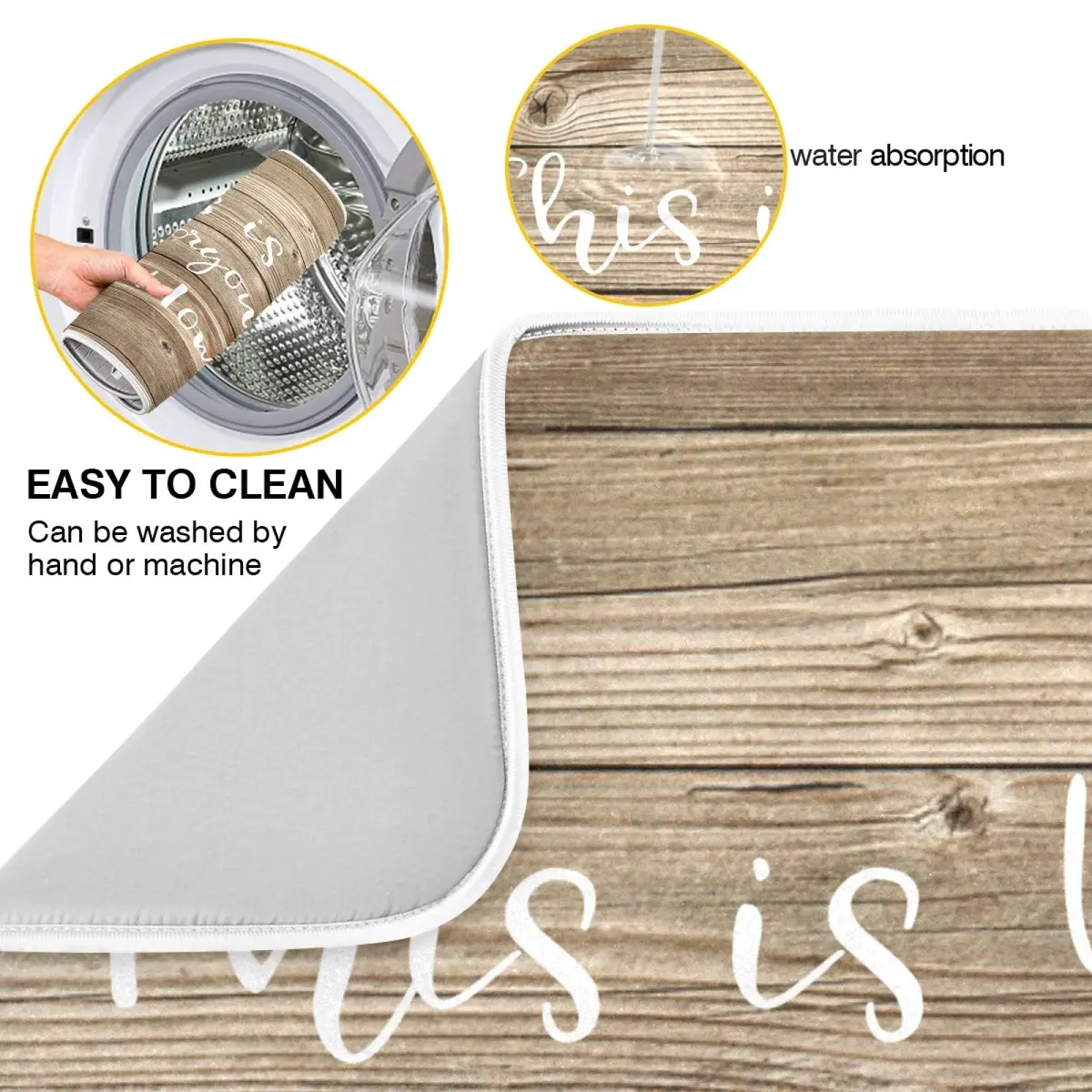 Emelivor Absorbent Dish Drying Mat 40.64cm x 45.72cm (16x18 Inch) | Reversible Kitchen Counter Decor - view 2