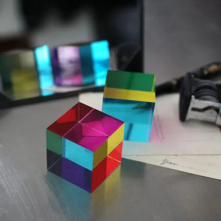 CMY Cubes Original 50mm Cyan Magenta Yellow Cube | Optical Color Mixing for Ages 15+, Educational, Physics Desk Object - view 3