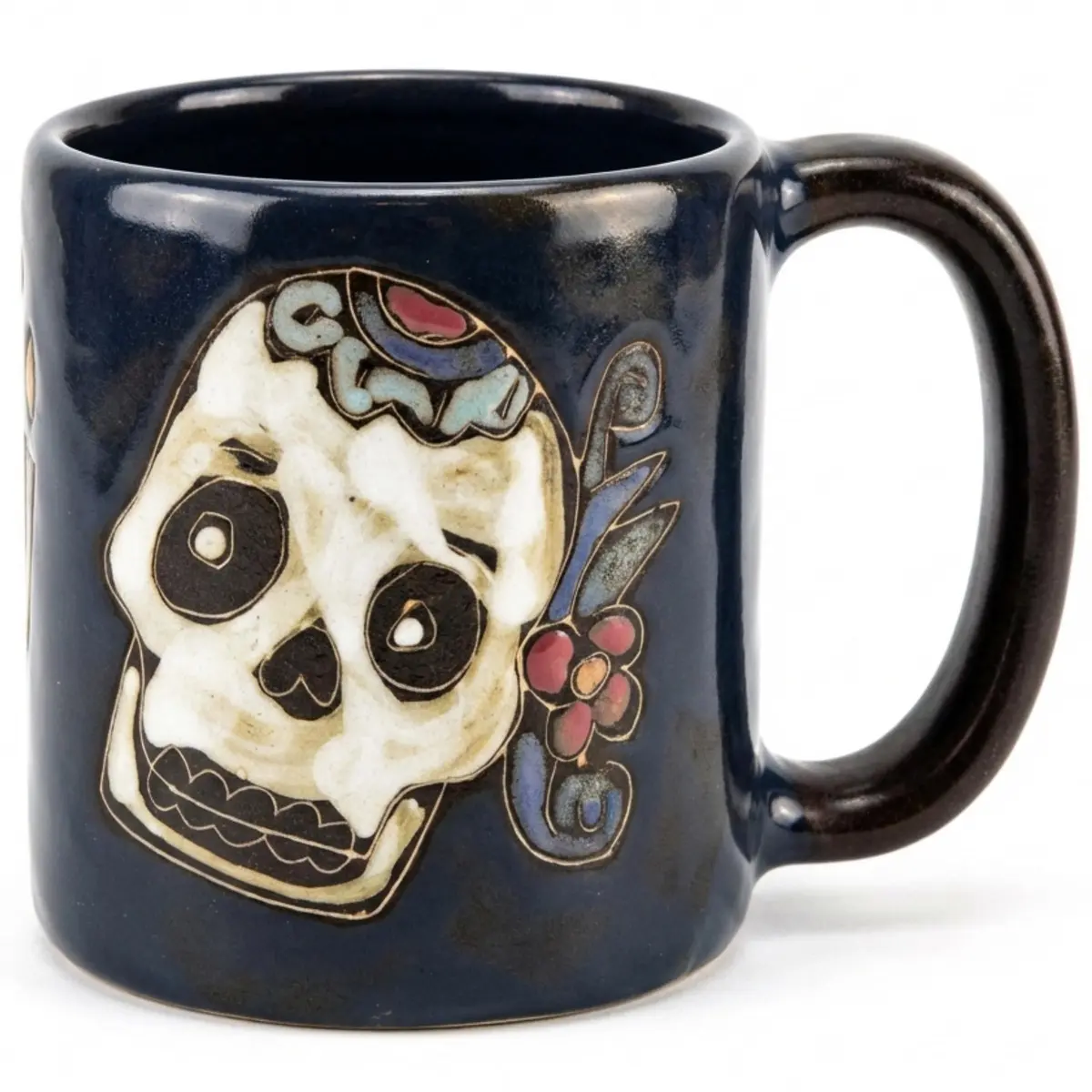 Stoneware Mara Day of the Dead Sugar Skull Mug 16oz | Handcrafted Ceramic Art (120 chars) - main product image