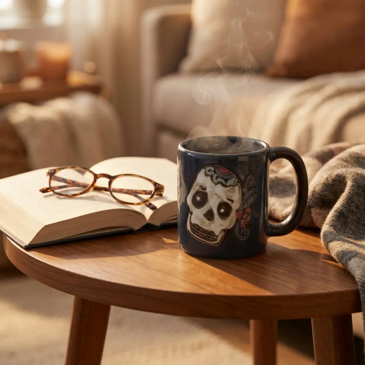 Stoneware Mara Day of the Dead Sugar Skull Mug 16oz | Handcrafted Ceramic Art (120 chars) - view 7