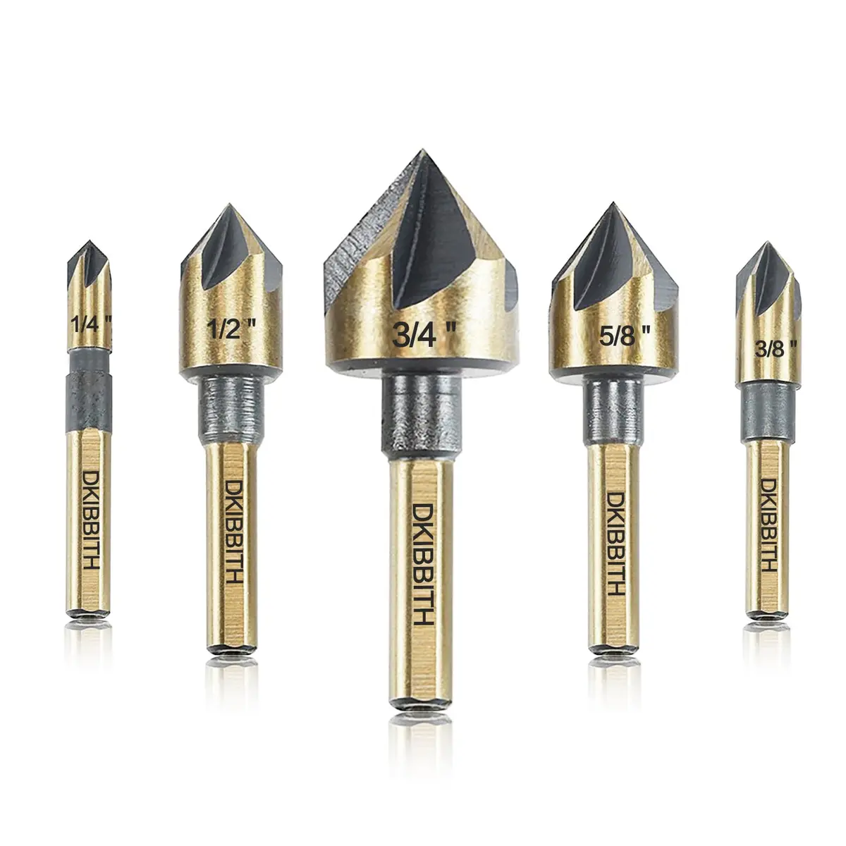 DKIBBITH Countersink Drill Bit Set 5 Pieces 82° High-Speed Steel 6mm Shank | Versatile, Durable, Precision - main product image