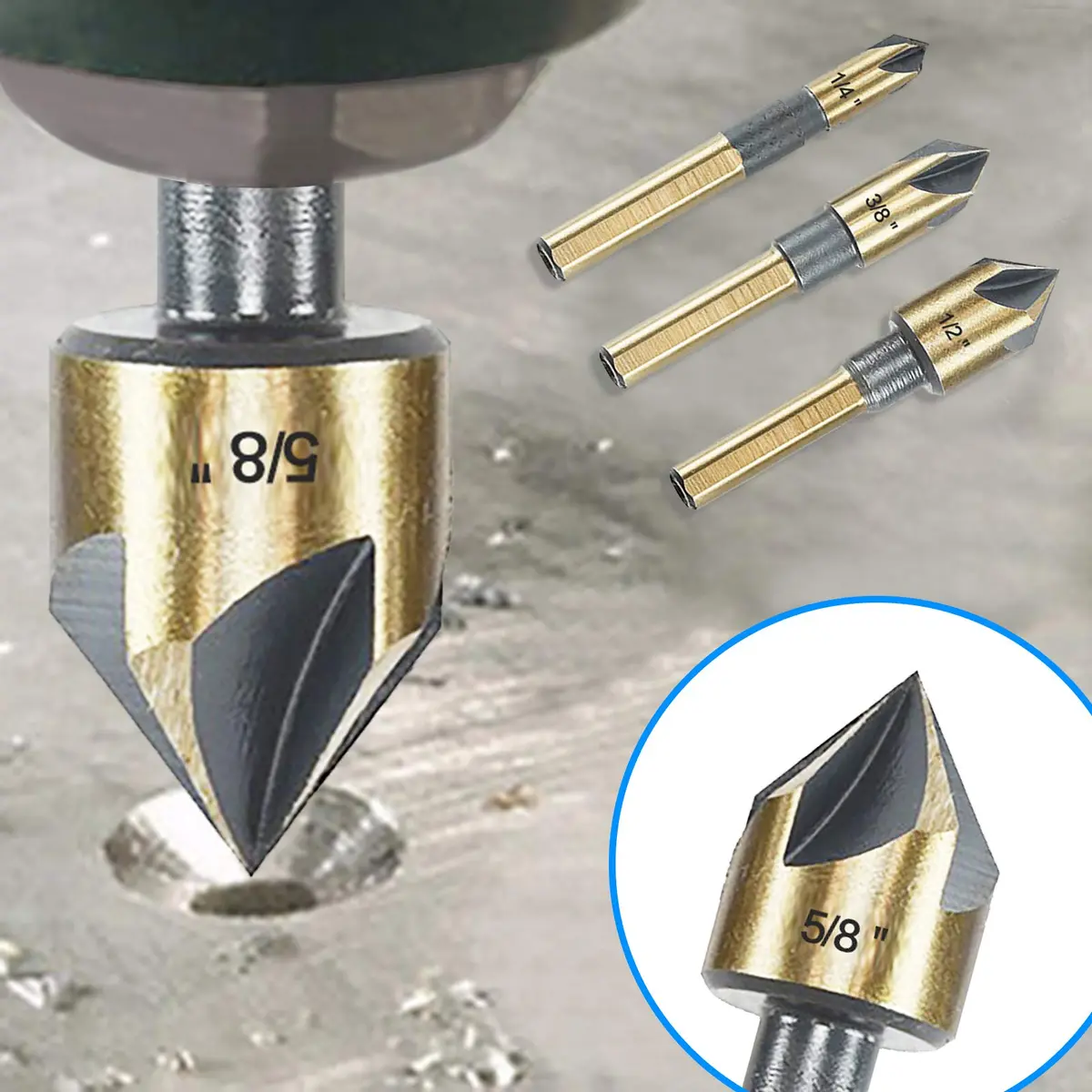DKIBBITH Countersink Drill Bit Set 5 Pieces 82° High-Speed Steel 6mm Shank | Versatile, Durable, Precision - view 6