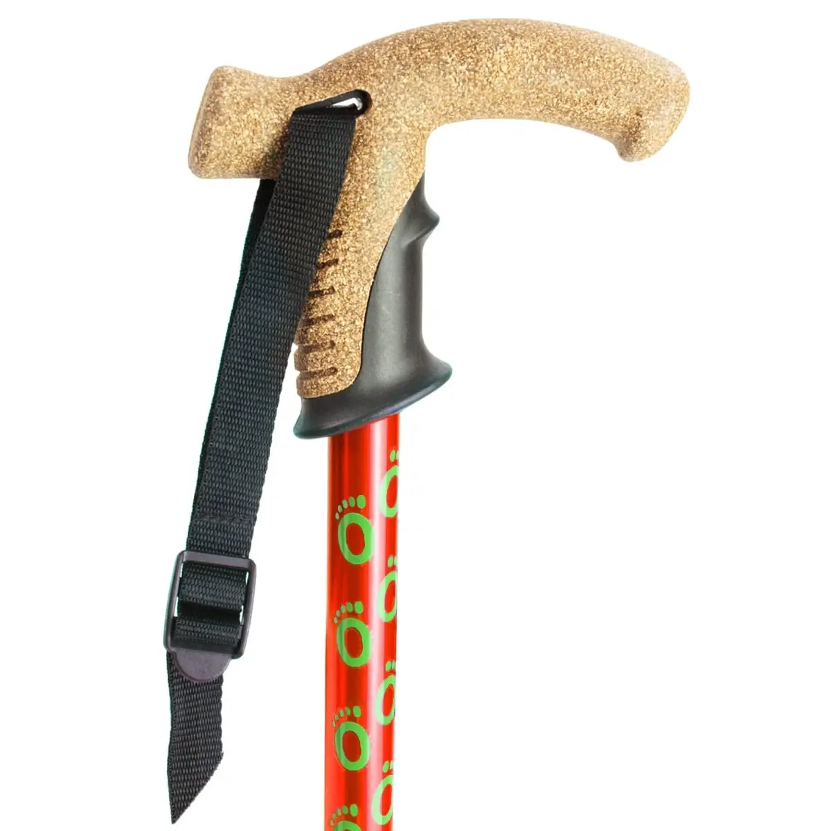 Flexyfoot Shock Absorbing Cork Handle Walking Stick – Improved Comfort, Grip & Safety, Height Adjustable, Orange - view 5