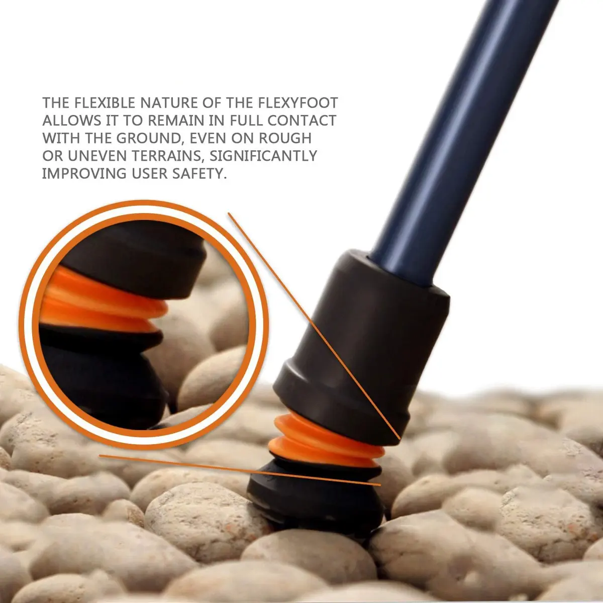 Flexyfoot Shock Absorbing Cork Handle Walking Stick – Improved Comfort, Grip & Safety, Height Adjustable, Orange - view 7