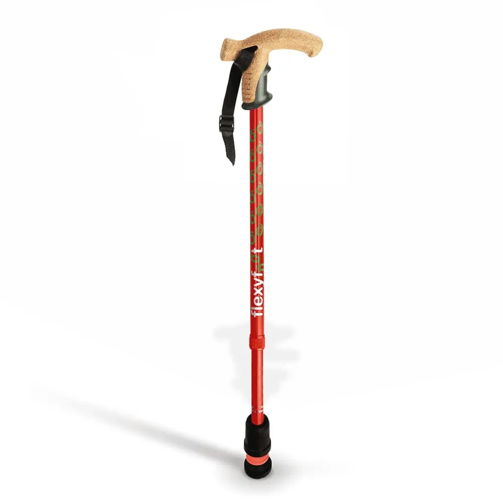 Flexyfoot Shock Absorbing Cork Handle Walking Stick – Improved Comfort, Grip & Safety, Height Adjustable, Orange - view 3