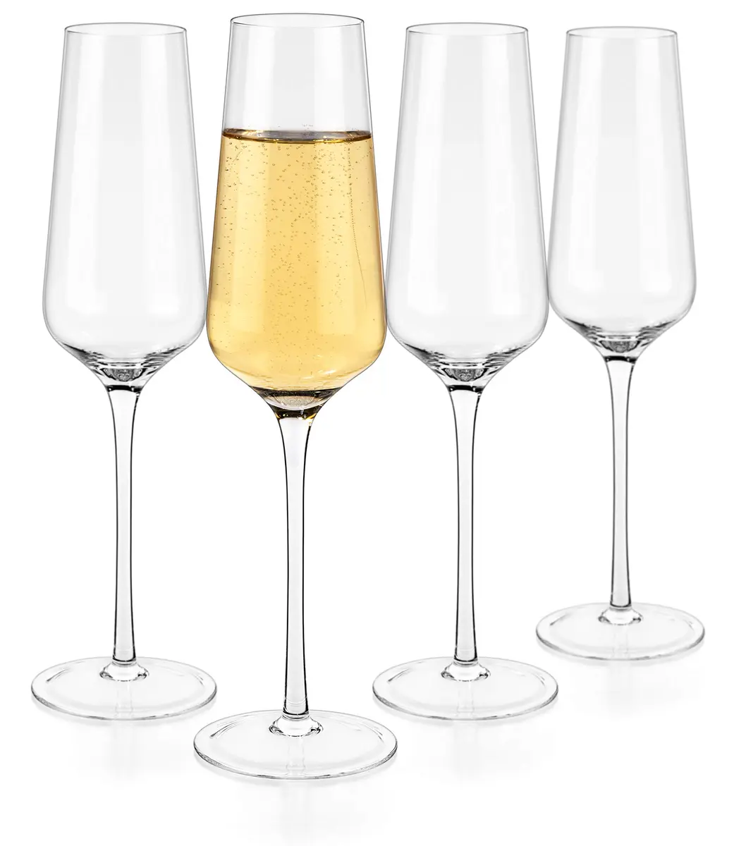 LUXBE Champagne Crystal Flutes Glasses Set of 4 | Elegant Hand Blown Sparkling Wine Glasses, 12oz / 350ml - main product image