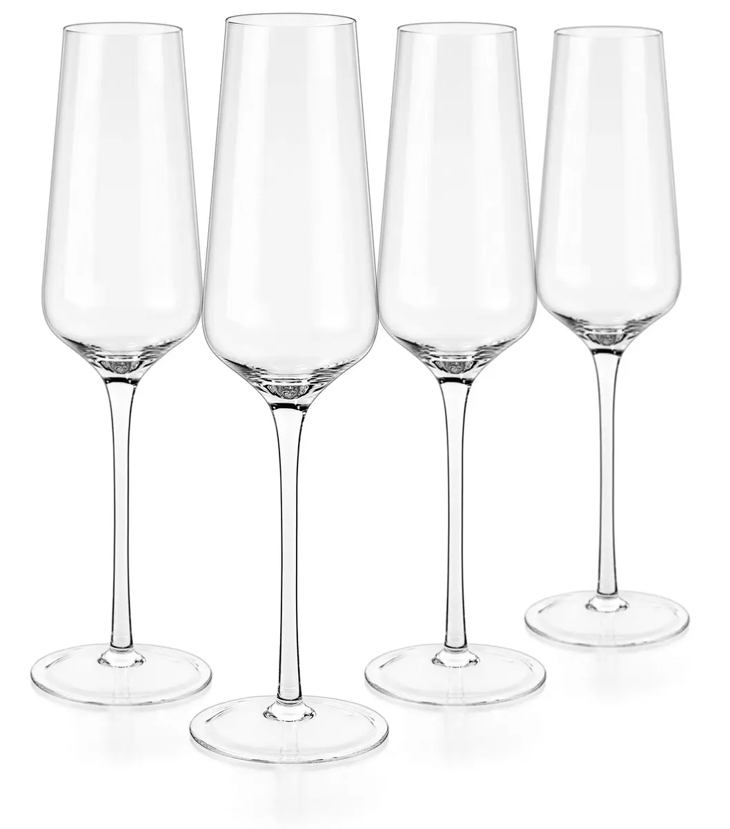 LUXBE Champagne Crystal Flutes Glasses Set of 4 | Elegant Hand Blown Sparkling Wine Glasses, 12oz / 350ml - view 5