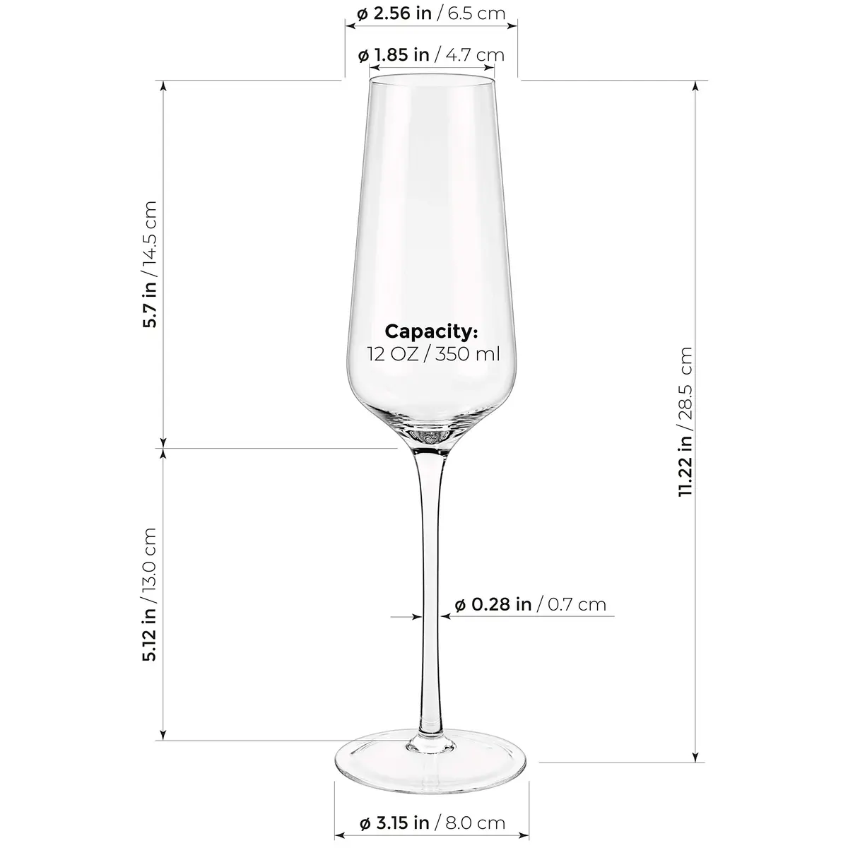 LUXBE Champagne Crystal Flutes Glasses Set of 4 | Elegant Hand Blown Sparkling Wine Glasses, 12oz / 350ml - view 4