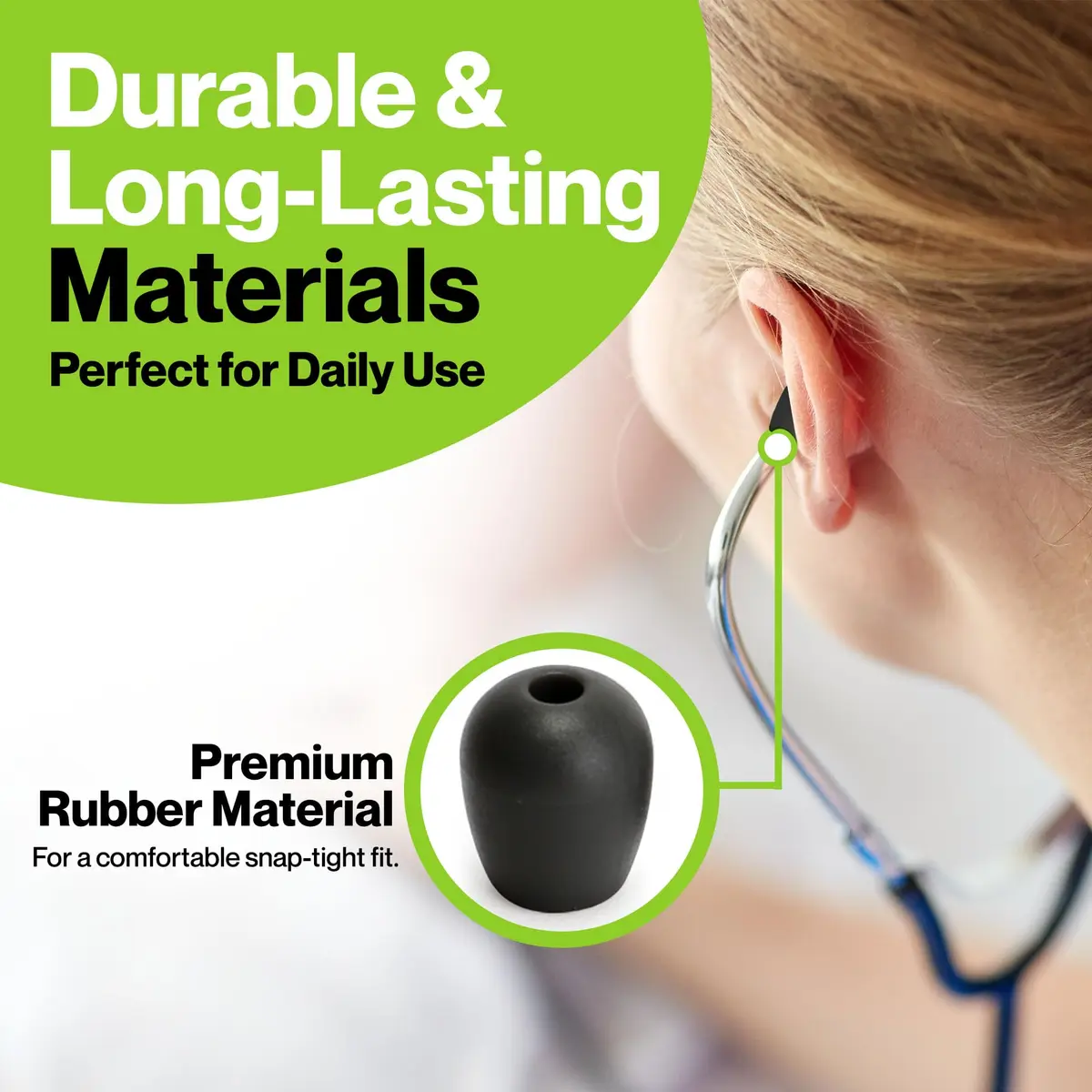 Durabasics Black Stethoscope Ear Tips Set (Small & Medium) | Compatible with Littmann Classic III & Cardiology Models - view 5