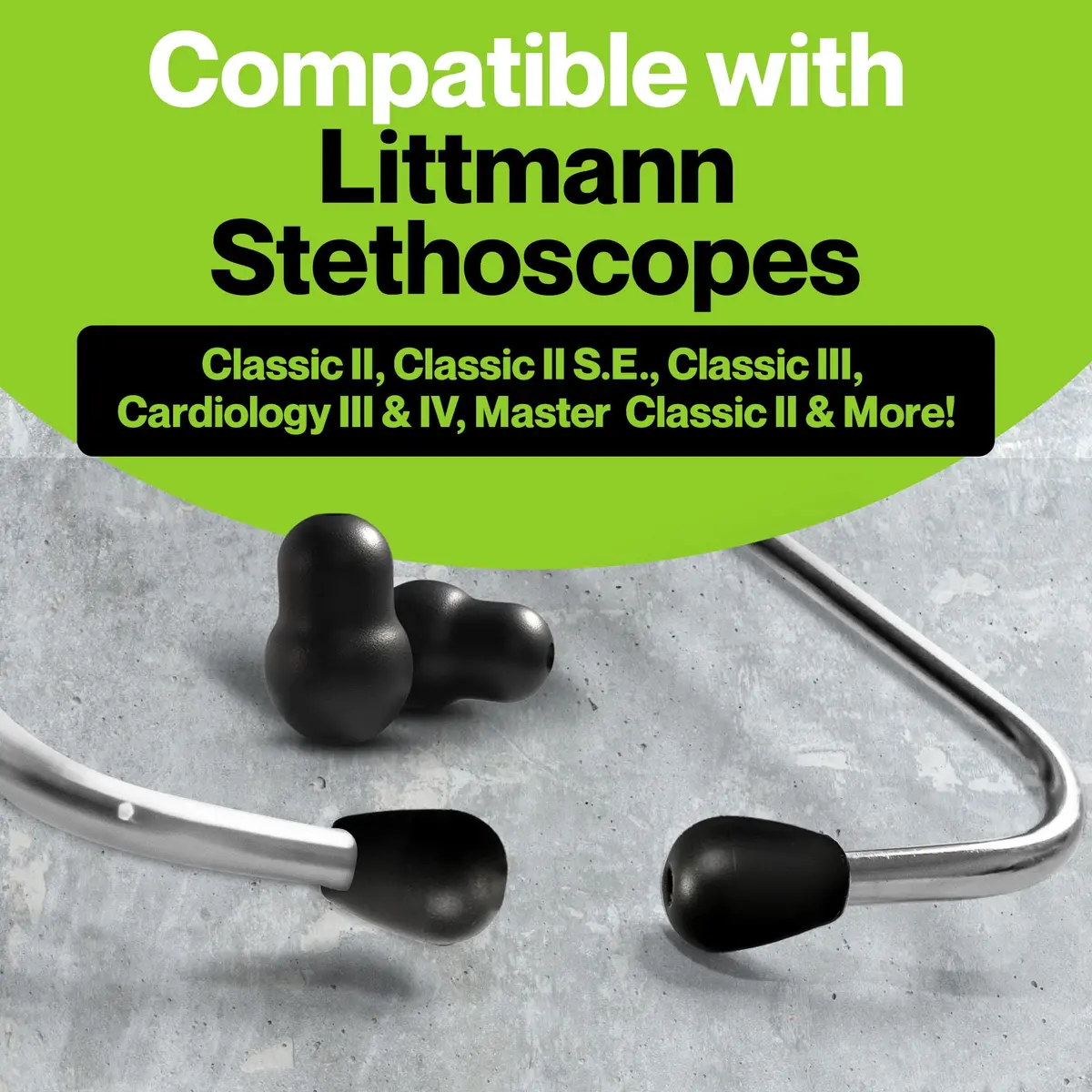 Durabasics Black Stethoscope Ear Tips Set (Small & Medium) | Compatible with Littmann Classic III & Cardiology Models - view 2