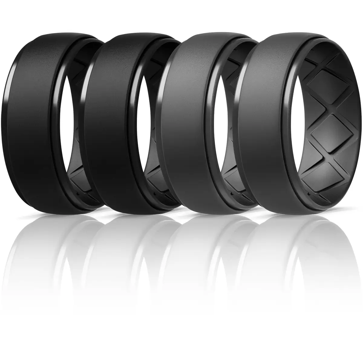 Egnaro Men's Silicone Wedding Ring Set Size 6 (10mm Wide) | Breathable Inner Arcs for Active Lifestyles - main product image