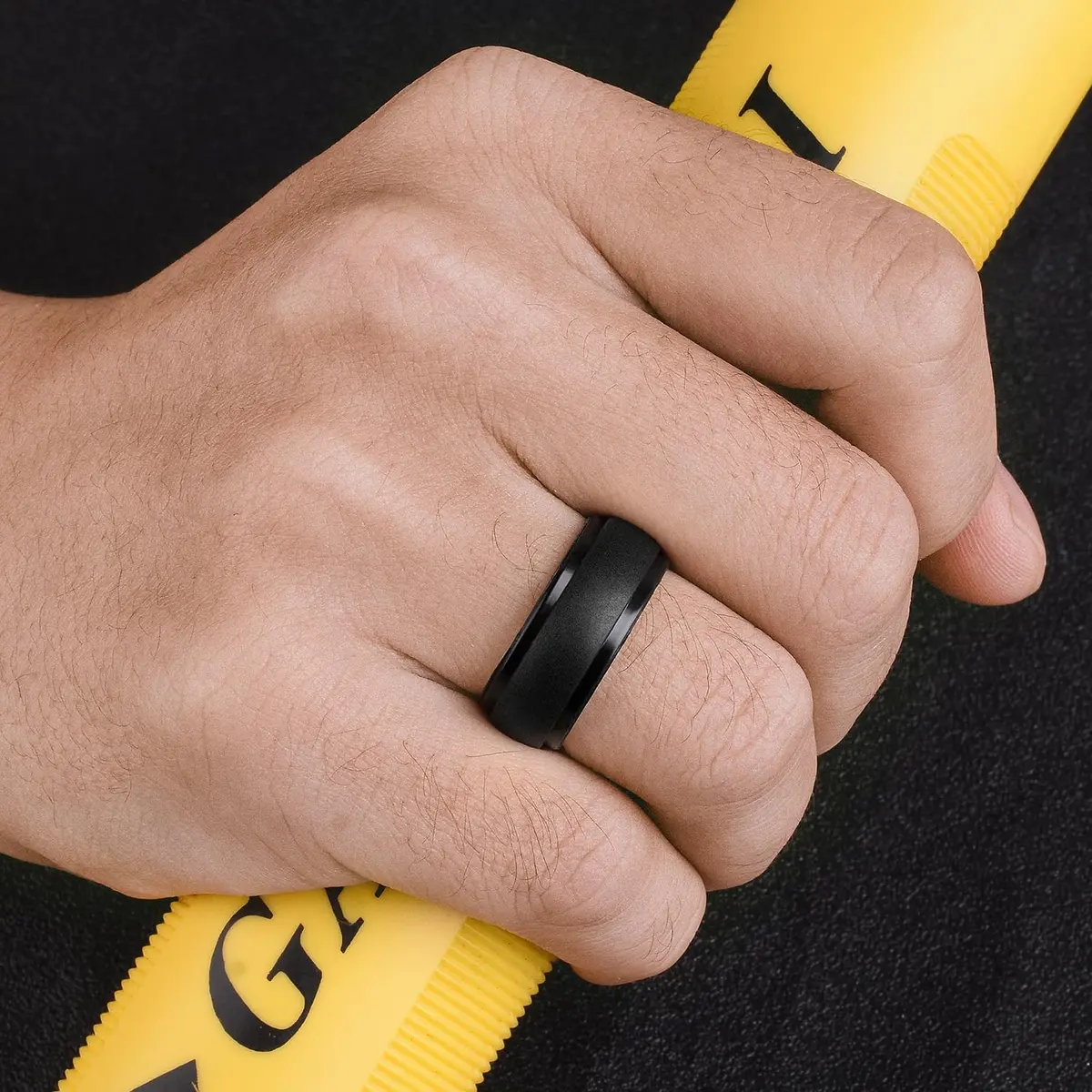 Egnaro Men's Silicone Wedding Ring Set Size 6 (10mm Wide) | Breathable Inner Arcs for Active Lifestyles - view 3