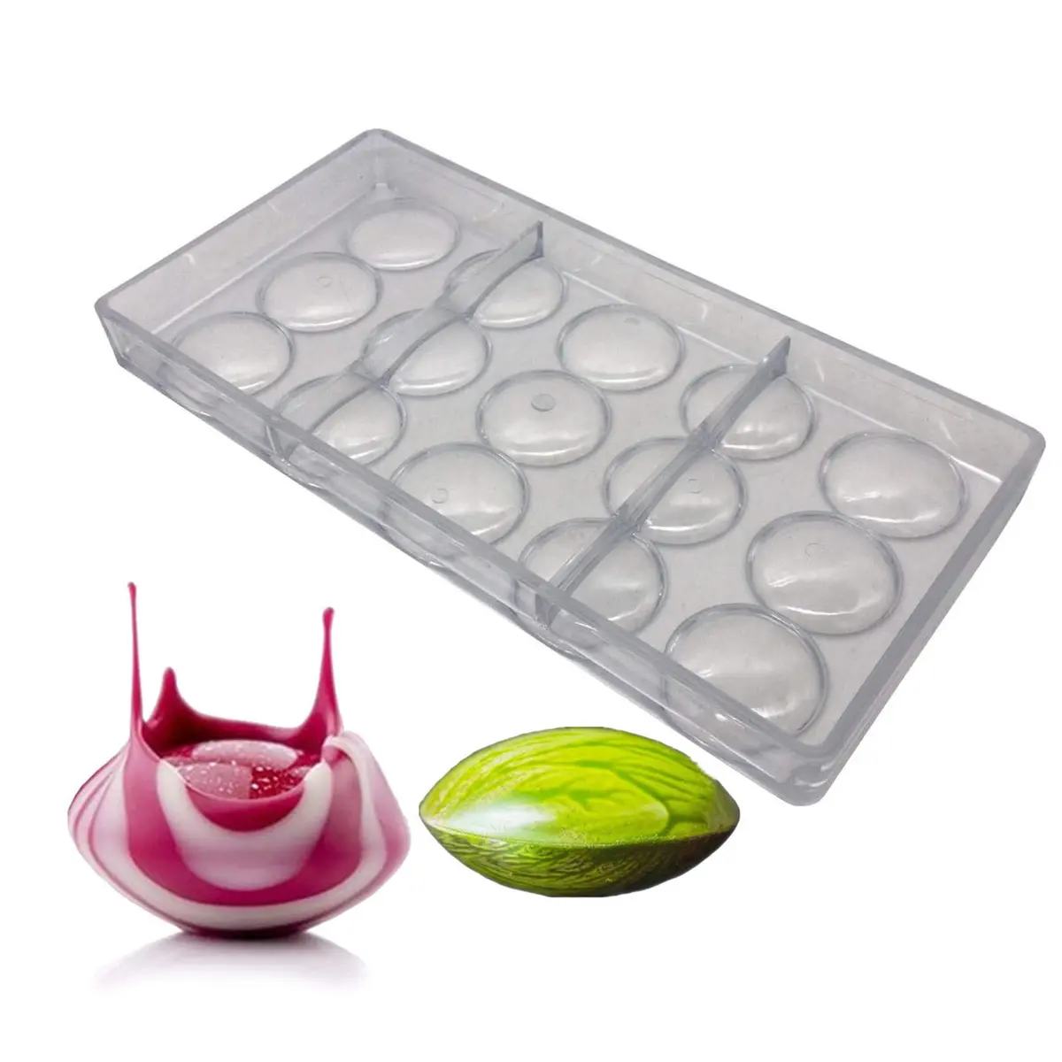 Goldbaking Oblate Chocolate Mold Volcanic Polycarbonate 27.5cm x 13.5cm | Impact-Resistant Candy Form - main product image