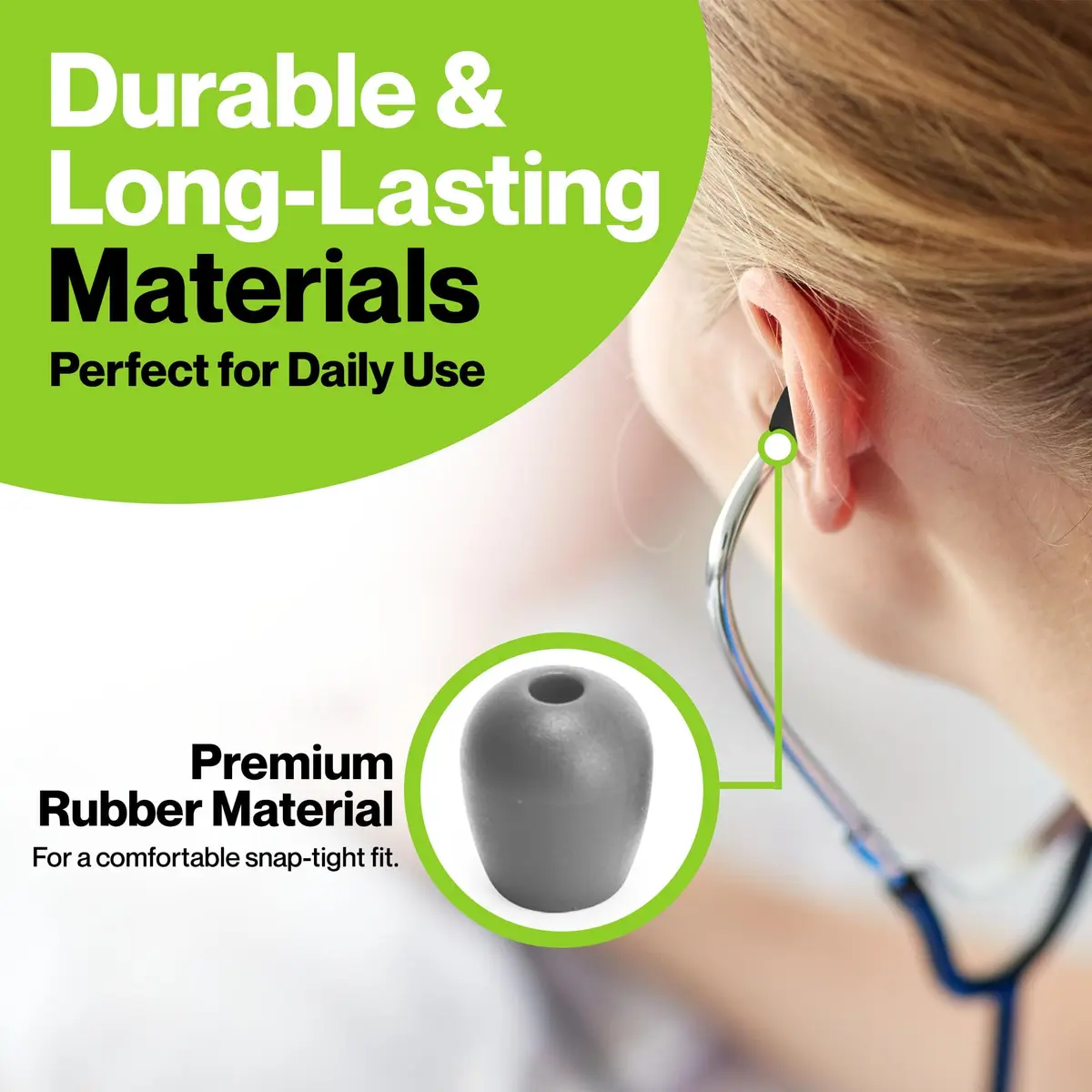 Durabasics Grey Stethoscope Ear Tips Set | Compatible with Littmann Classic III, Cardiology 3, 4, & IV - view 5