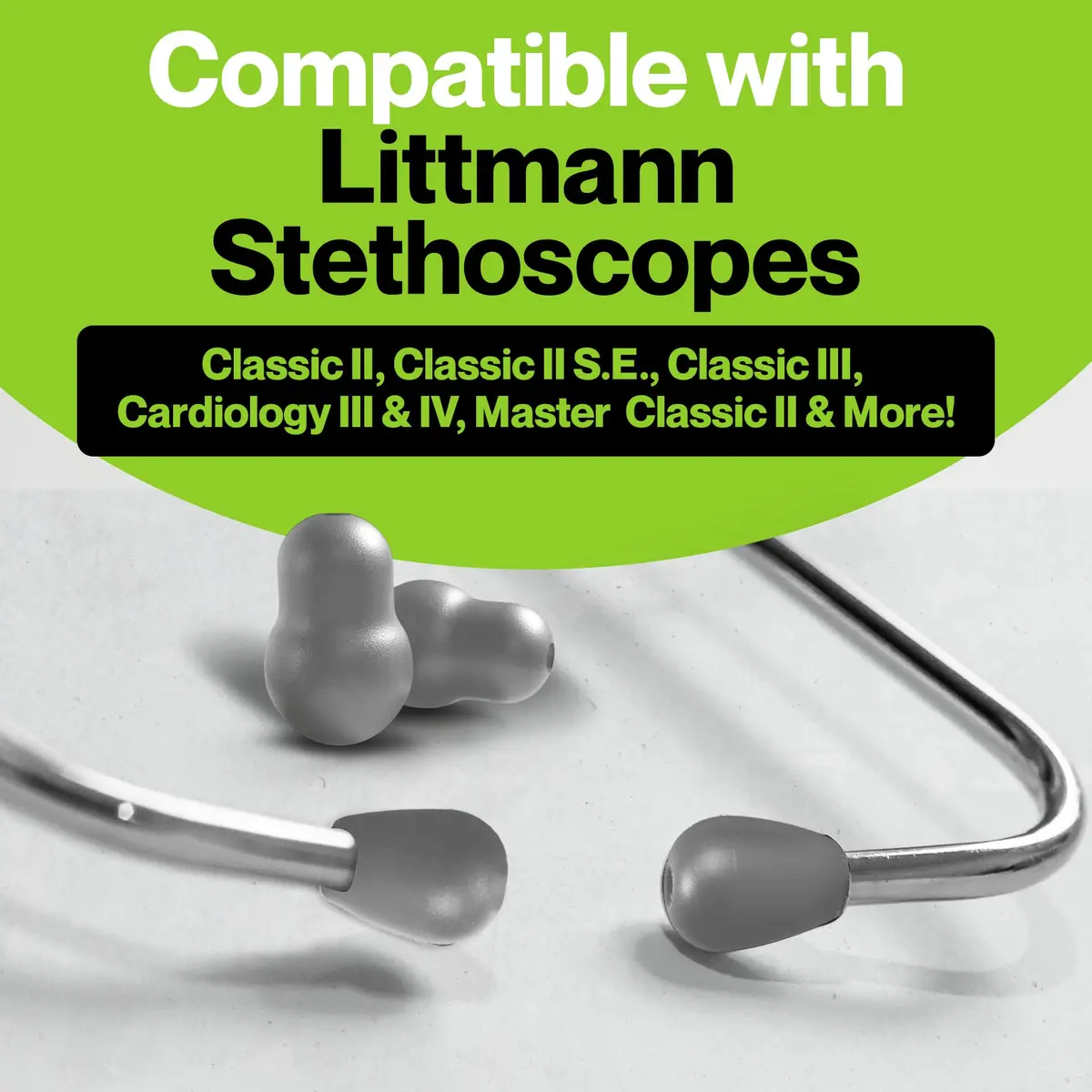 Durabasics Grey Stethoscope Ear Tips Set | Compatible with Littmann Classic III, Cardiology 3, 4, & IV - view 2