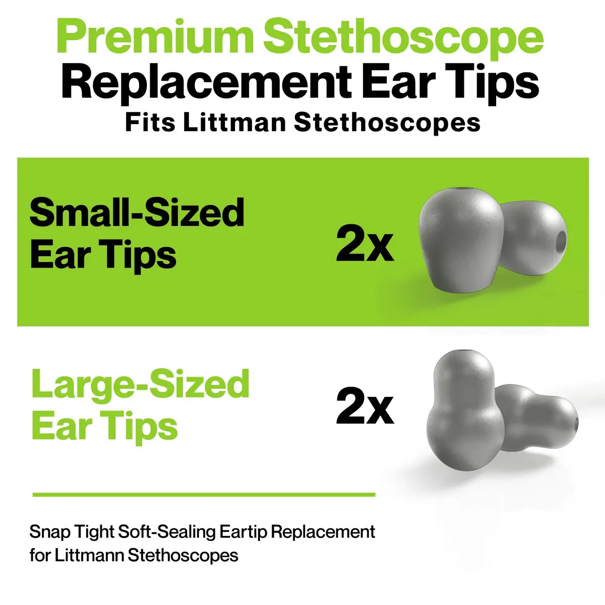 Durabasics Grey Stethoscope Ear Tips Set | Compatible with Littmann Classic III, Cardiology 3, 4, & IV - view 3