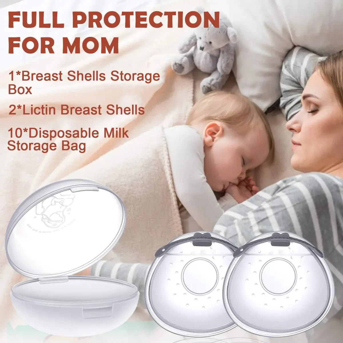 Lictin Breast Milk Collector Shells with Storage Bags - 70ml Capacity, BPA-Free Silicone | Pack of 2 - view 2